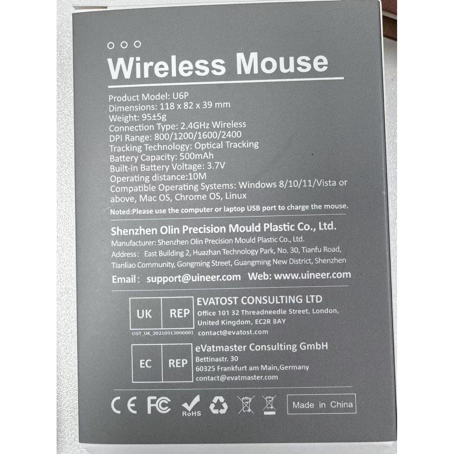 Ratón Inalámbrico Ergonómico Uineer U6 Bluetooth 5.0 Recargable