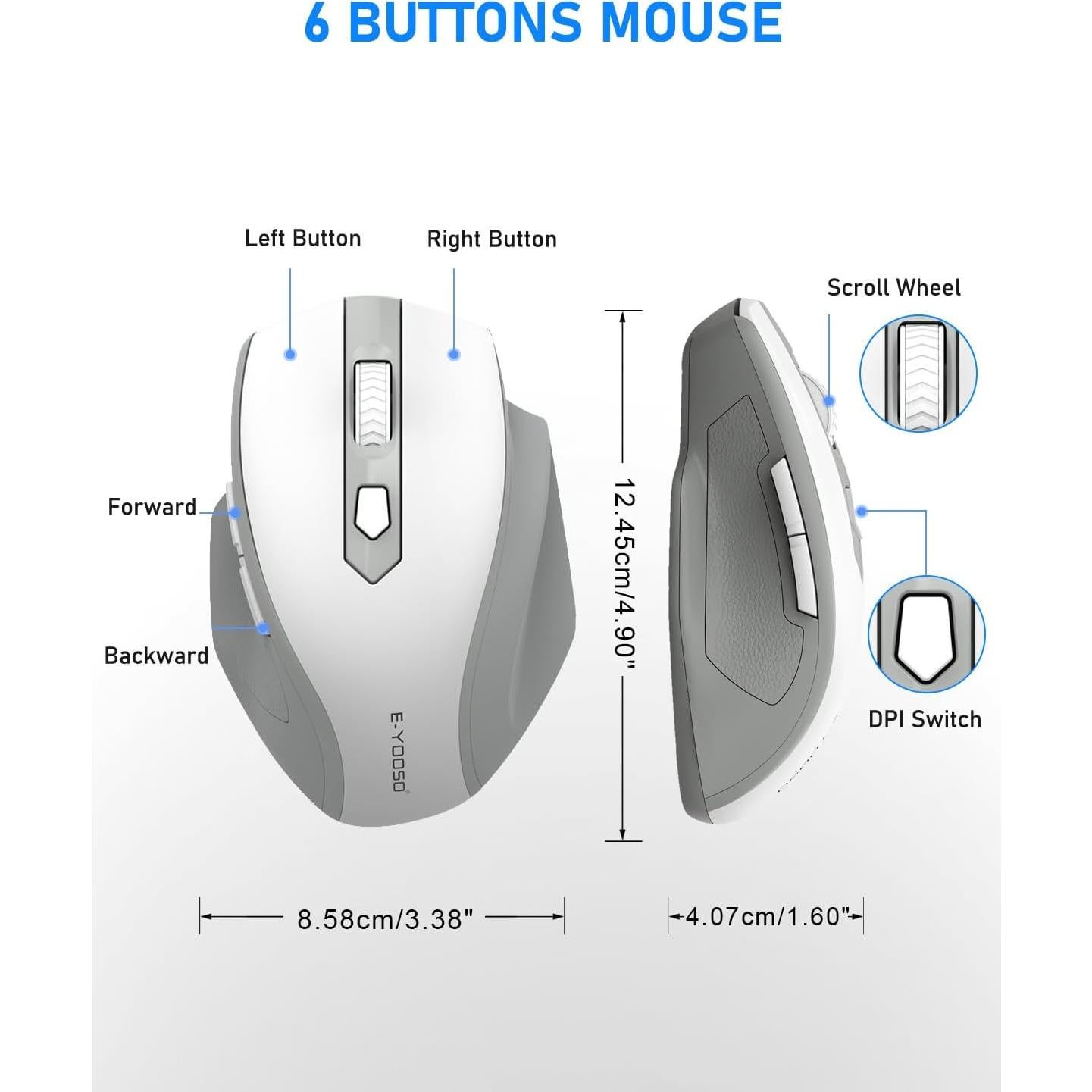 Ratón Inalámbrico E-YOOSO 4000 DPI Ergonómico 6 Botones