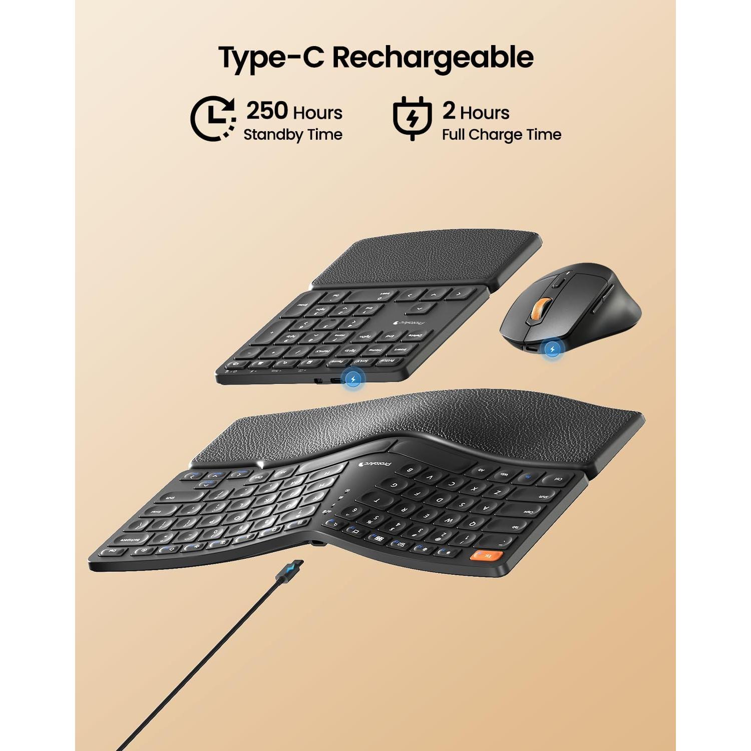 Combo Teclado y Ratón Ergonómico ProtoArc EKM04 Inalámbrico