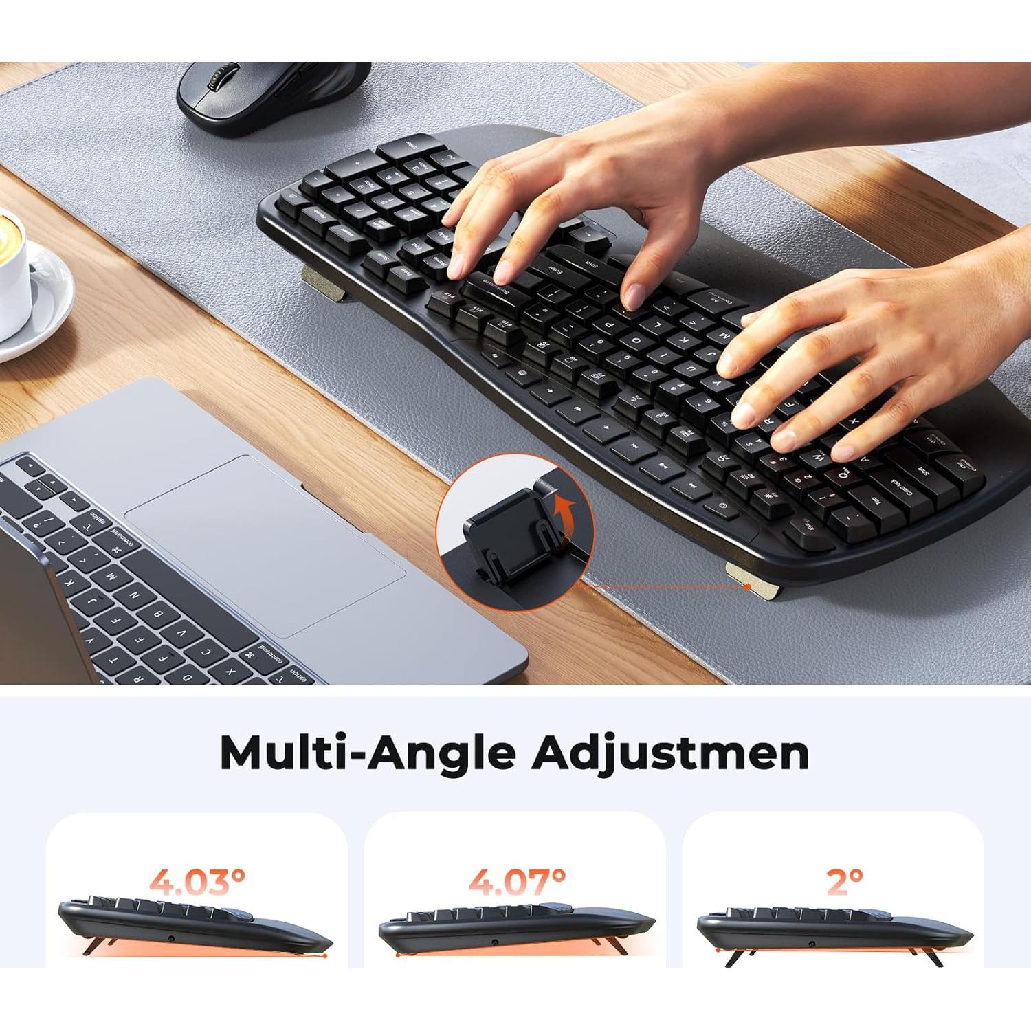 Combo Inalámbrico Teclado y Ratón Ergonómico Meetion Director-D Negro