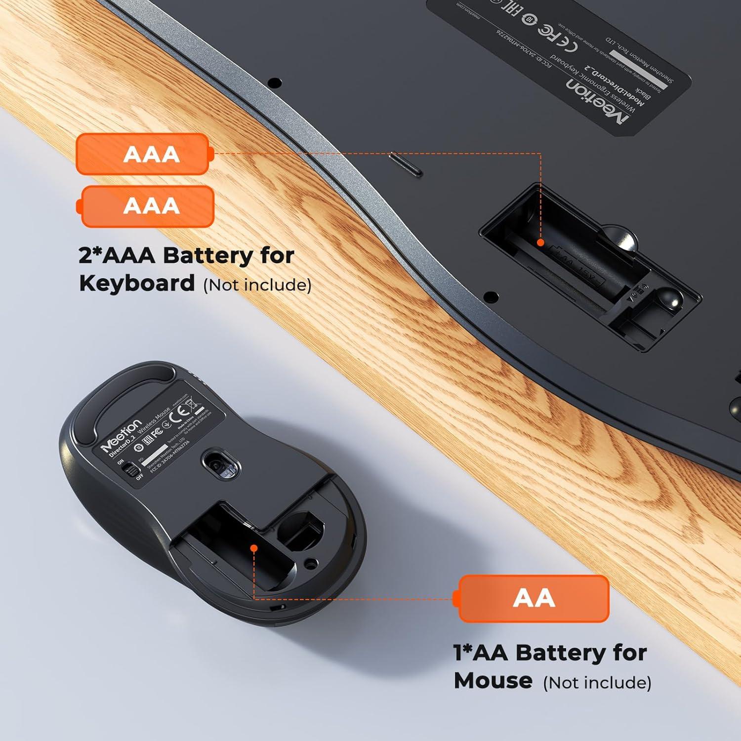Combo Inalámbrico Teclado y Ratón Ergonómico Meetion Director-D Negro