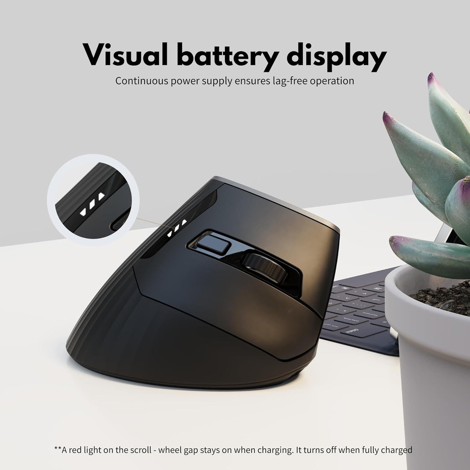 Ratón Vertical Inalámbrico Uineer A06P Ergonómico Negro