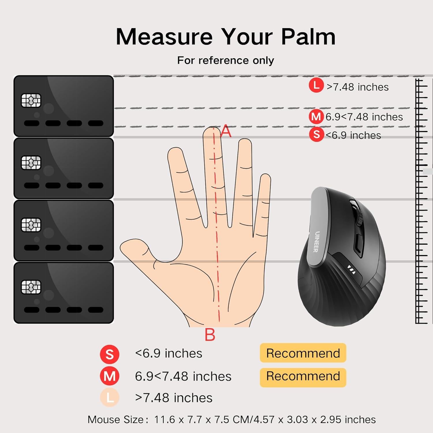 Ratón Vertical Inalámbrico Uineer A06P Ergonómico Negro