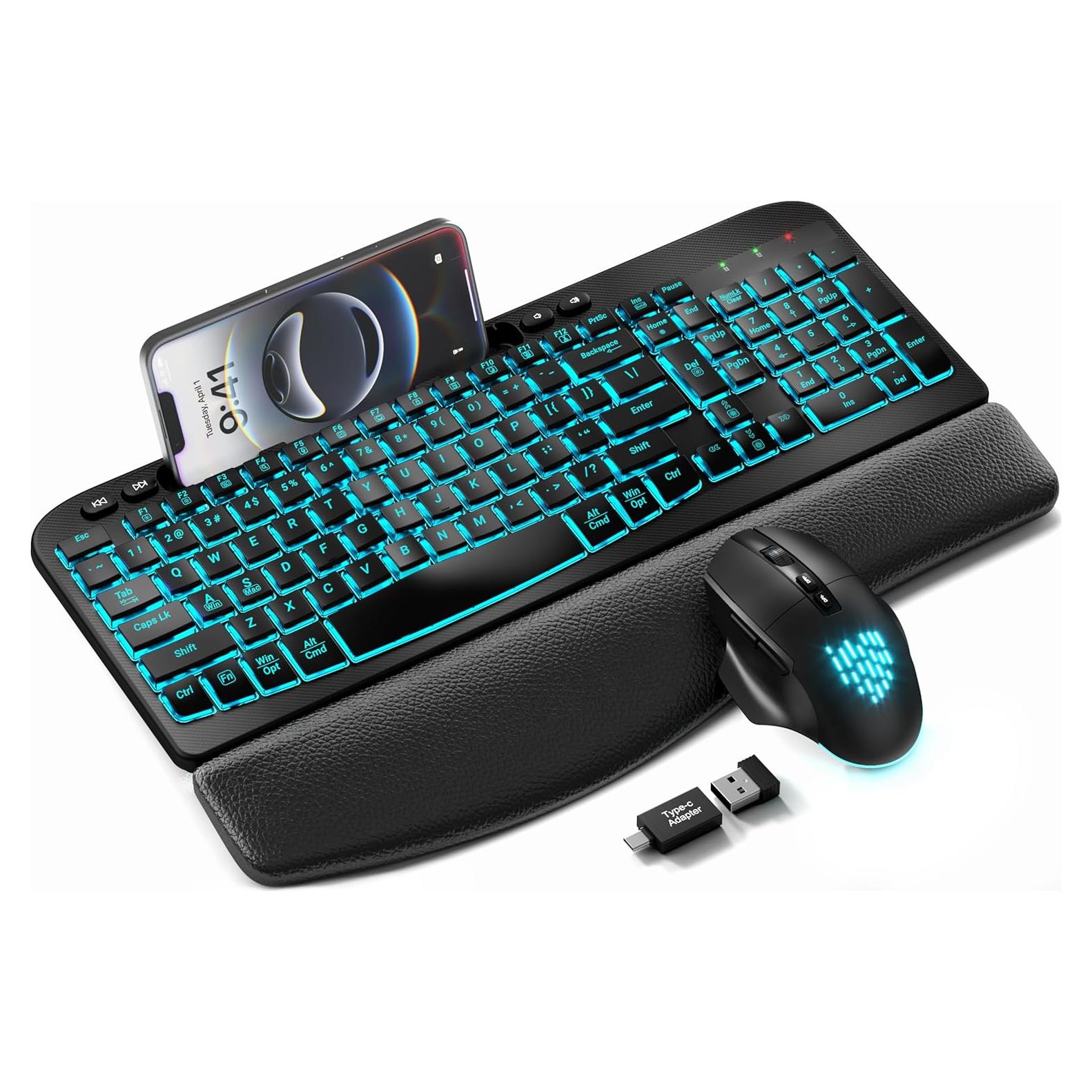 Combo Teclado y Ratón Inalámbrico SABLUTE Ergonómico RGB