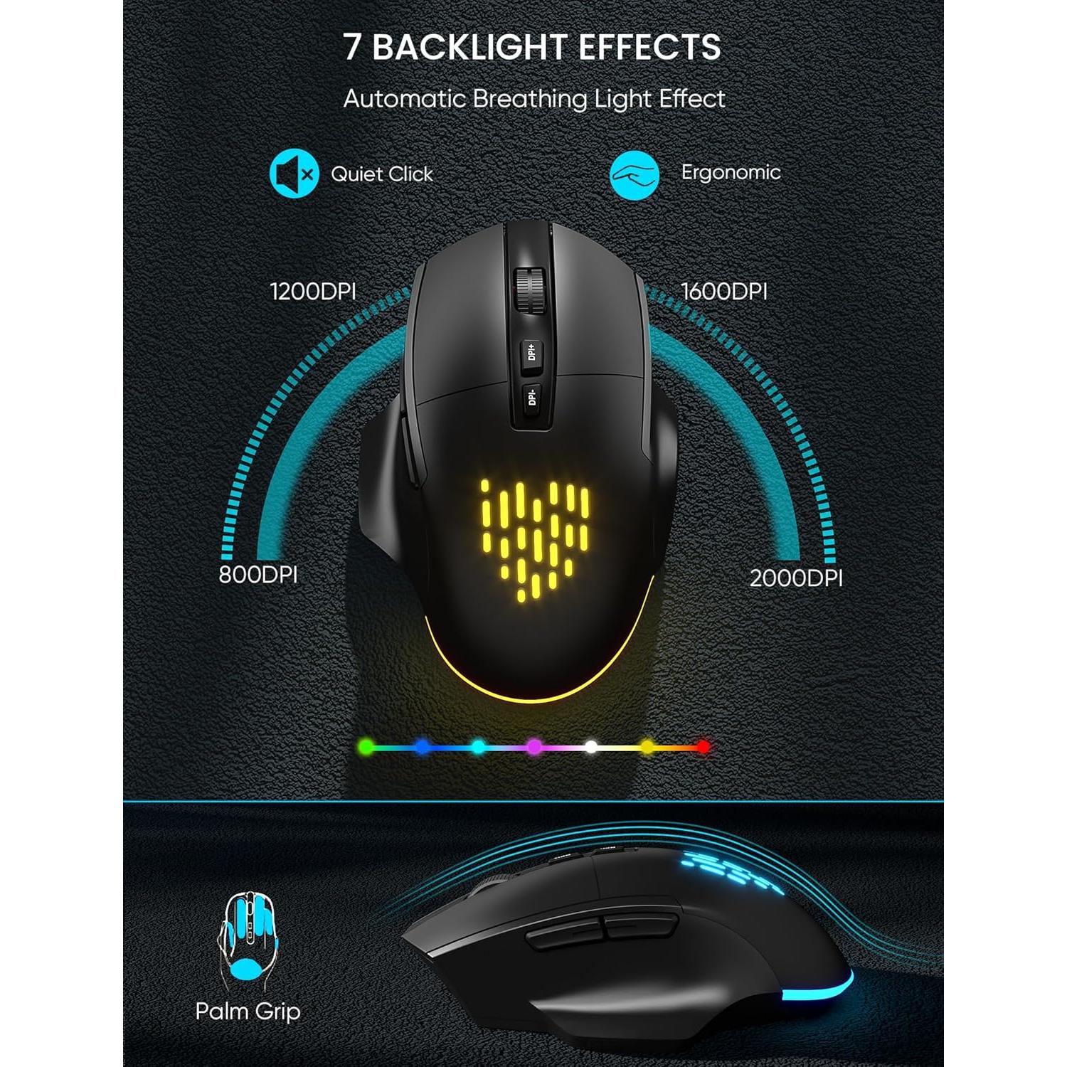 Combo Teclado y Ratón Inalámbrico SABLUTE Ergonómico RGB