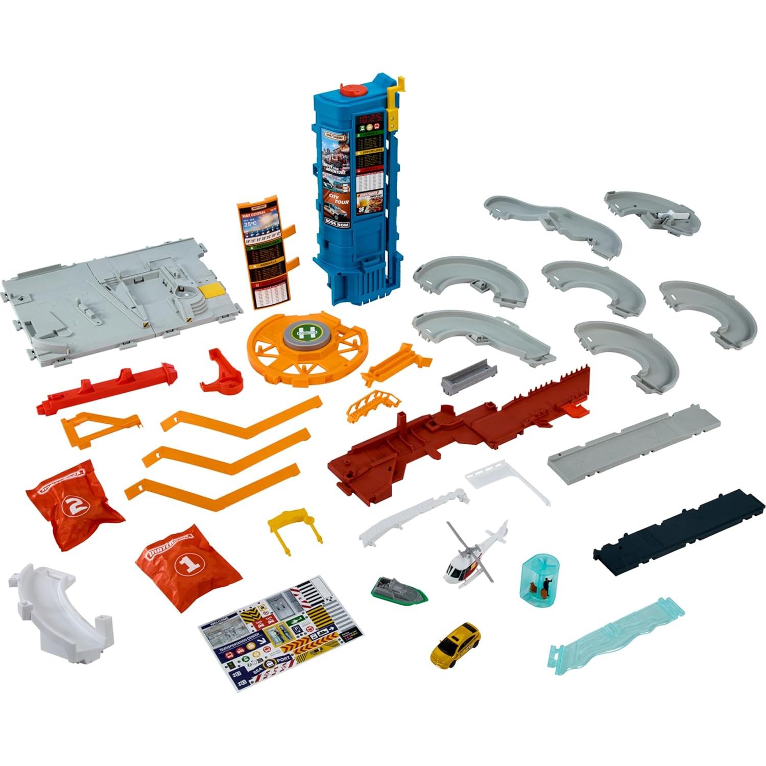 Centro de Transporte Matchbox 5 Niveles con 3 Vehículos 1:64