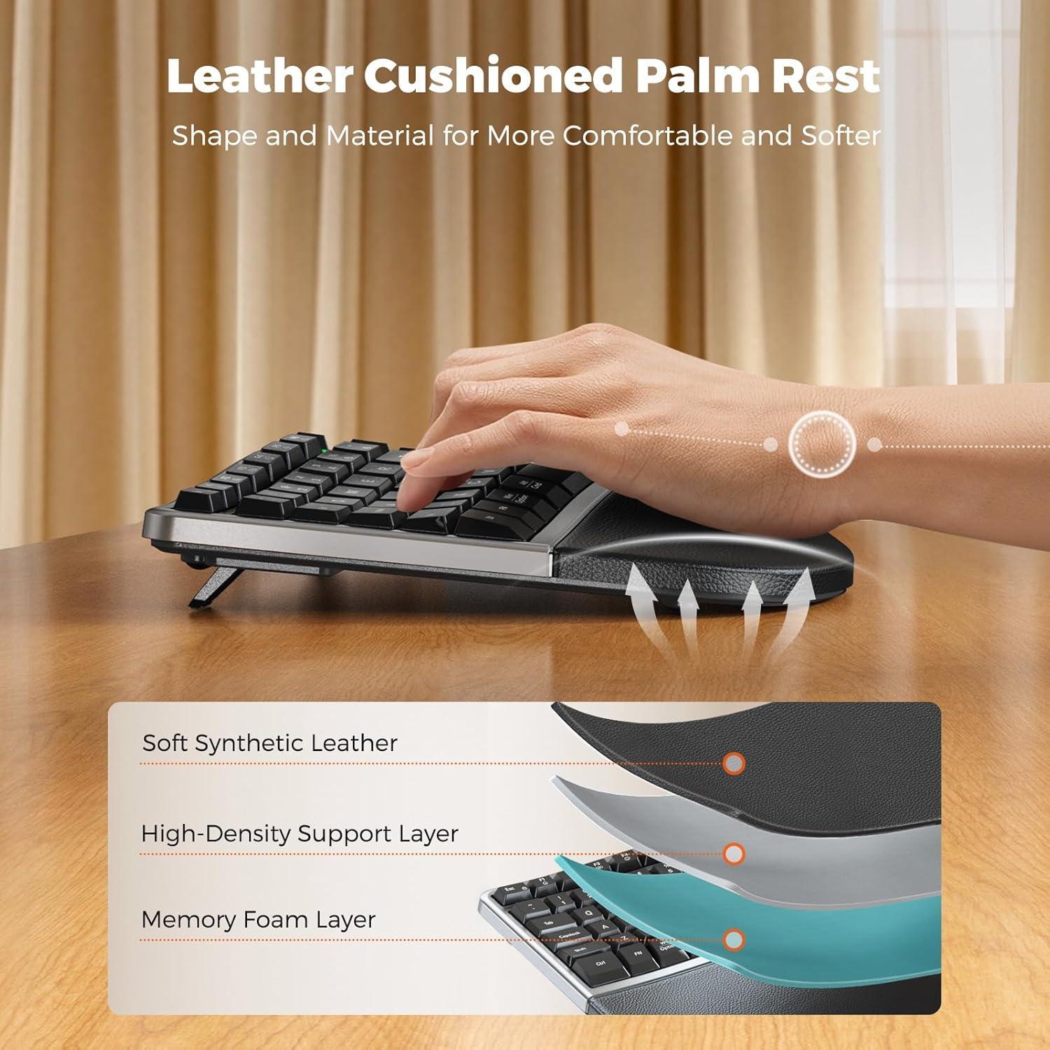 Combo Teclado y Ratón Inalámbrico Ergonómico MEETION Gris Negro