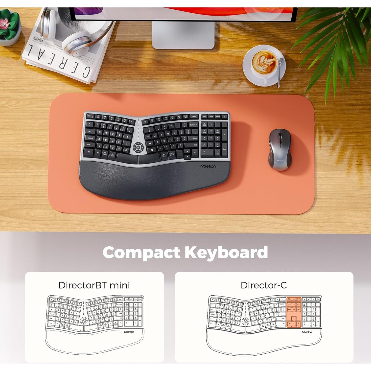 Combo Teclado y Ratón Inalámbrico Ergonómico MEETION Gris Negro