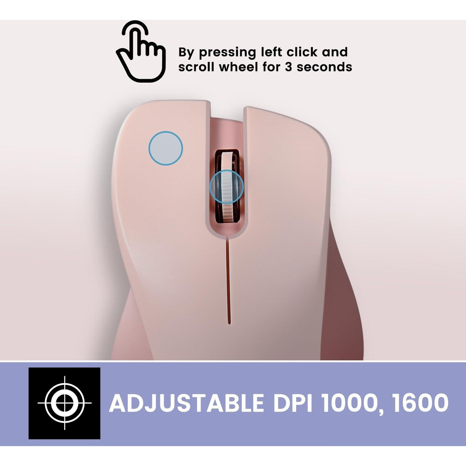 Ratón Inalámbrico Perixx PERIMICE-621P Rosa Ergonómico