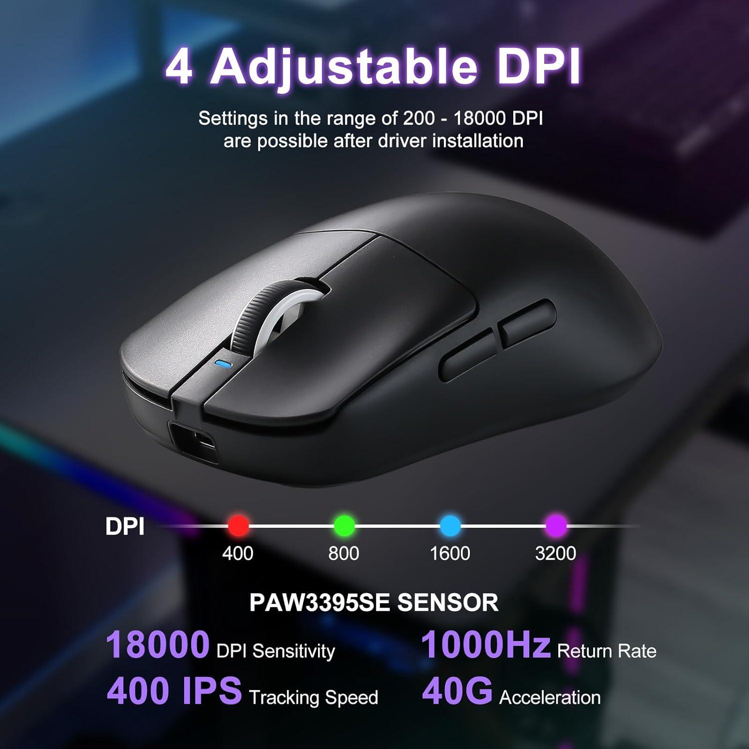 R1 SE+ Ratón Gaming MIKIBY 18000 DPI Inalámbrico Ergonómico