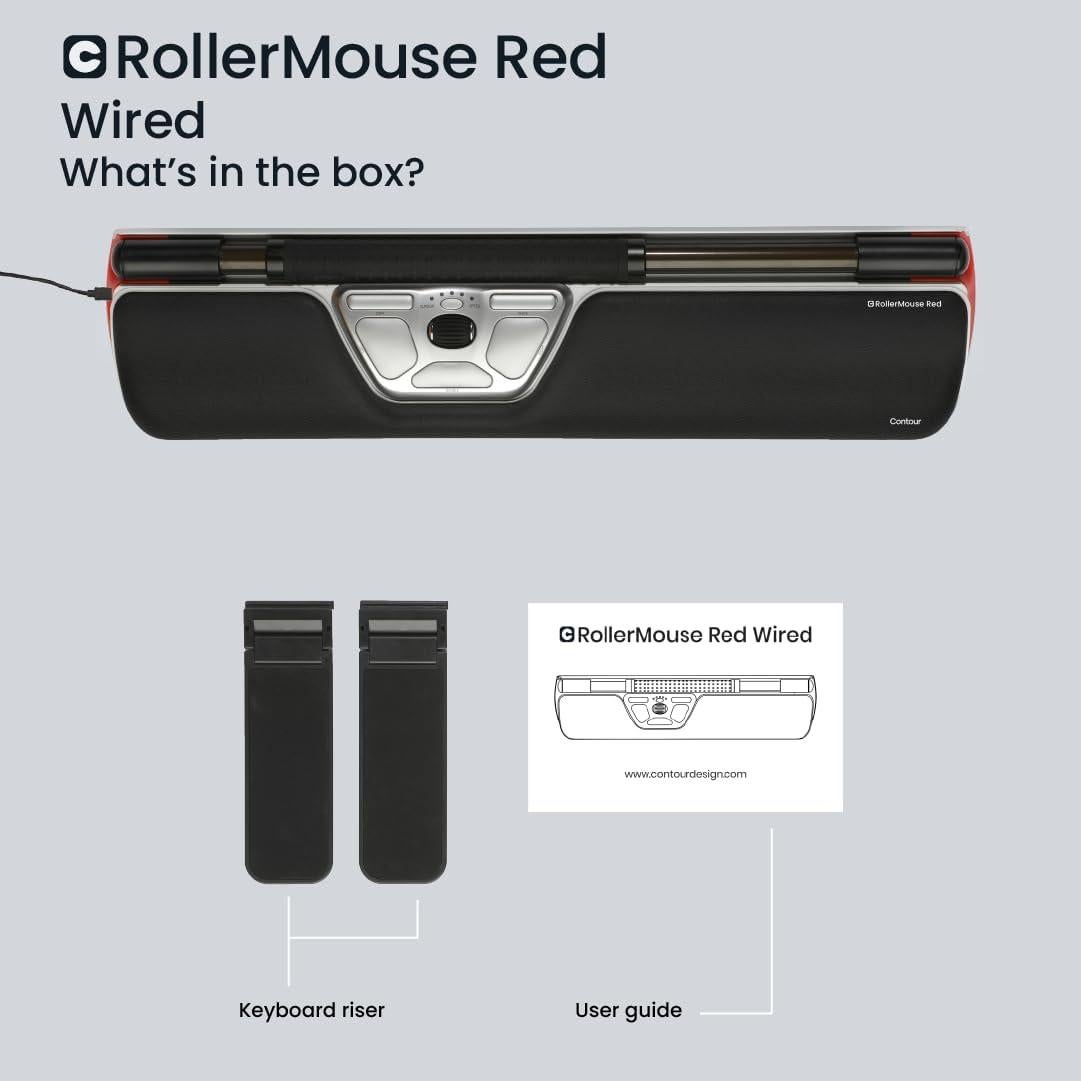 Ratón Ergonómico Contour Design RollerMouse Rojo - Con Soporte de Palma