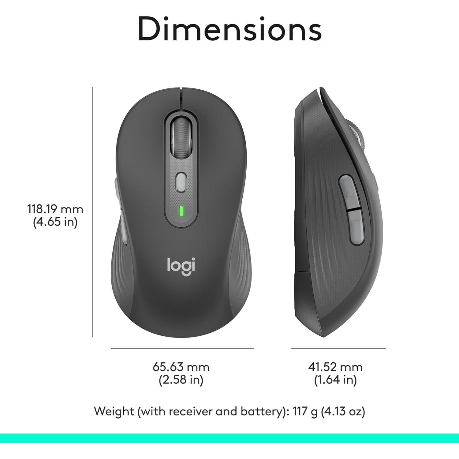Ratón Inalámbrico Logitech Signature Plus M750 L - Grafito, Multi Dispositivo, 24 Meses Batería