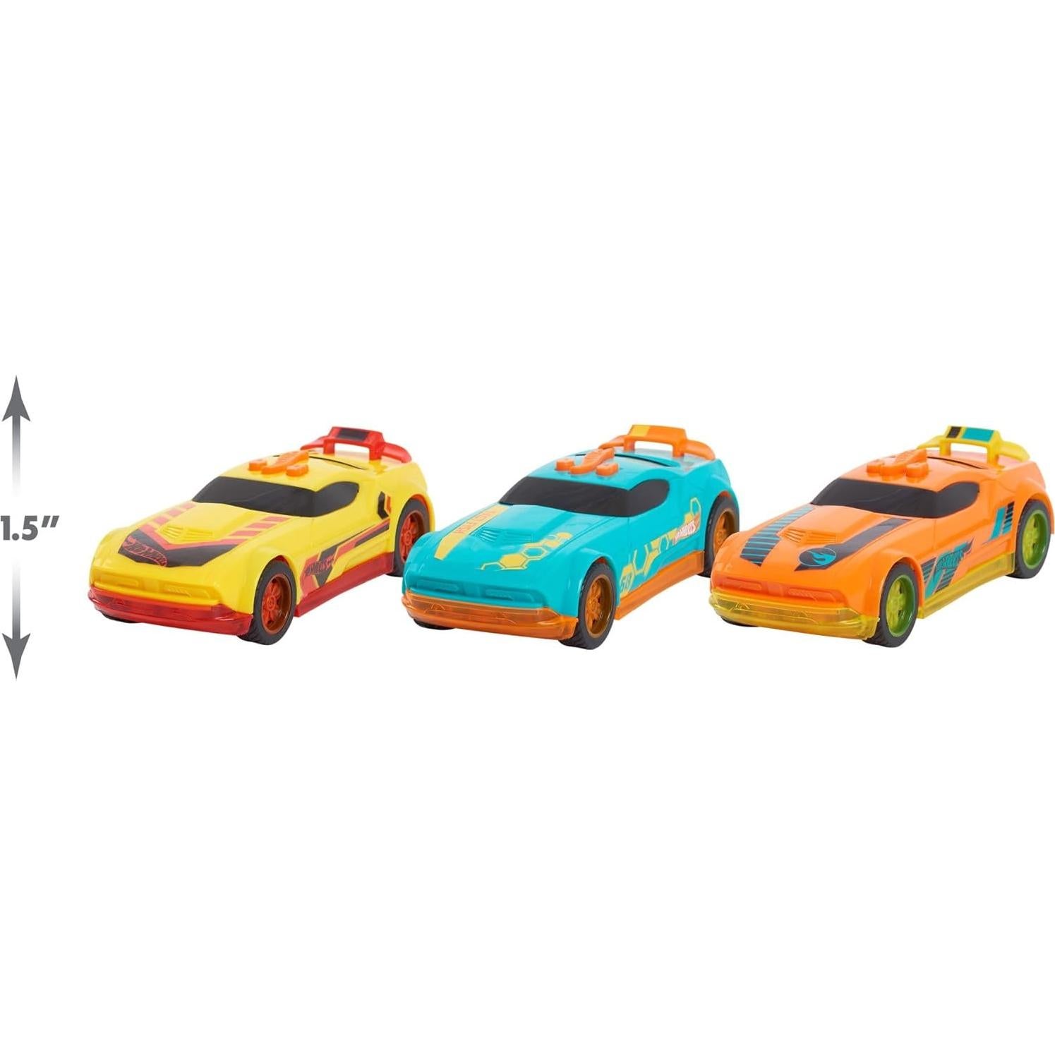 Set de 3 coches Hot Wheels Glow Riders Just Play 6+