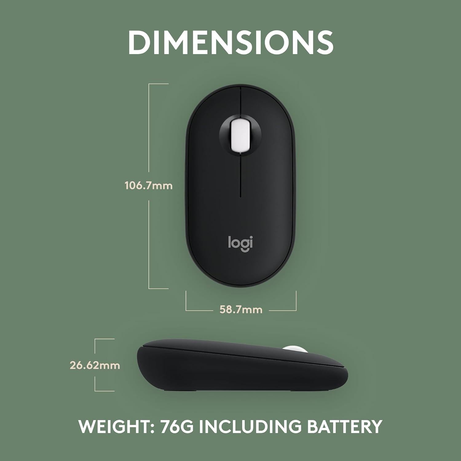 Mouse Inalámbrico Logitech Pebble 2 M350s Negro Slim Bluetooth
