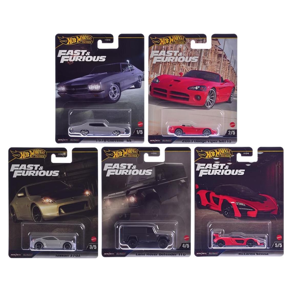 Set de 5 coches Hot Wheels Fast & Furious Premium 1:64
