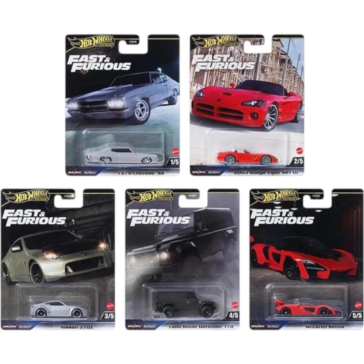 Set de 5 coches Hot Wheels Fast & Furious Premium 1:64