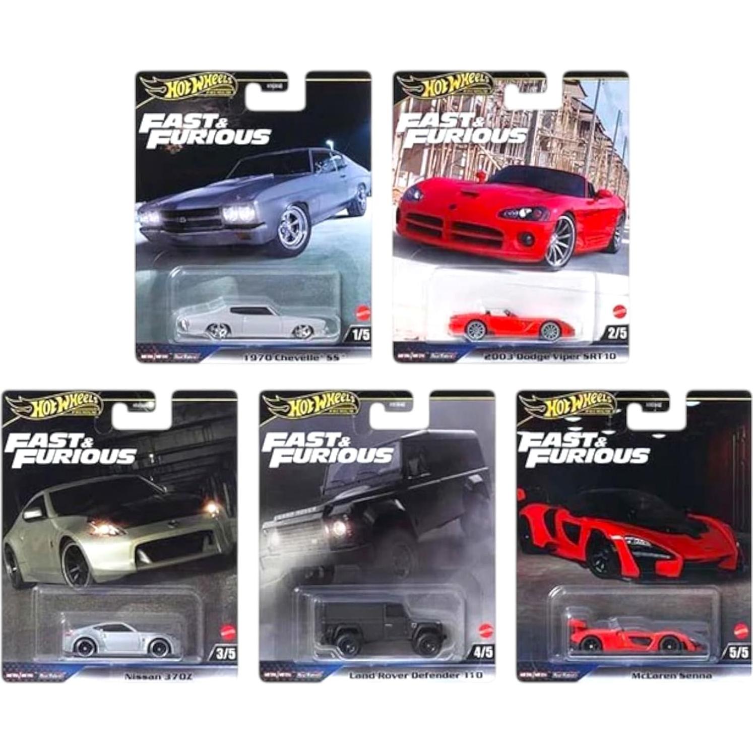 Set de 5 coches Hot Wheels Fast & Furious Premium 1:64