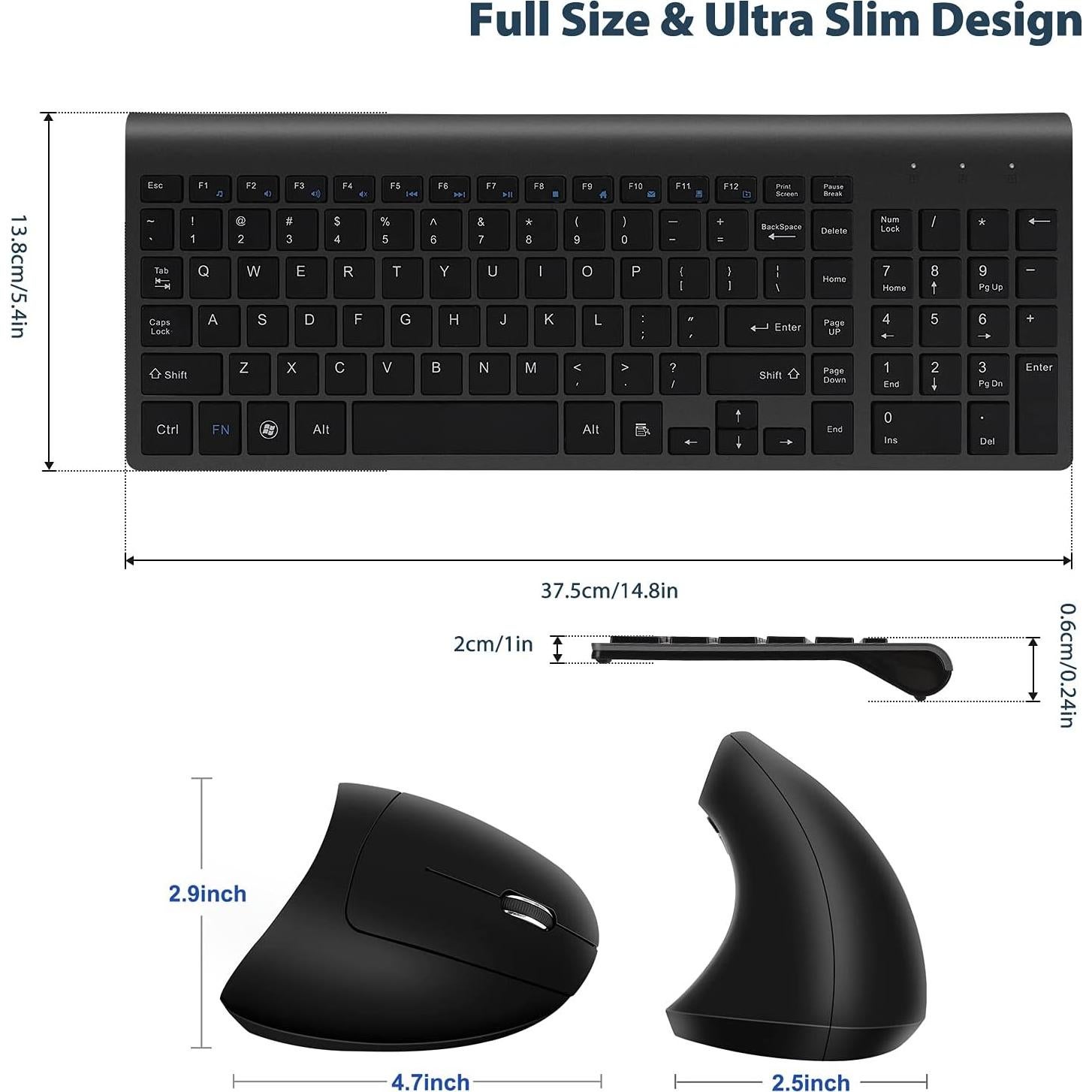 Combo Teclado y Ratón Vertical Inalámbrico Fonicer KM-06