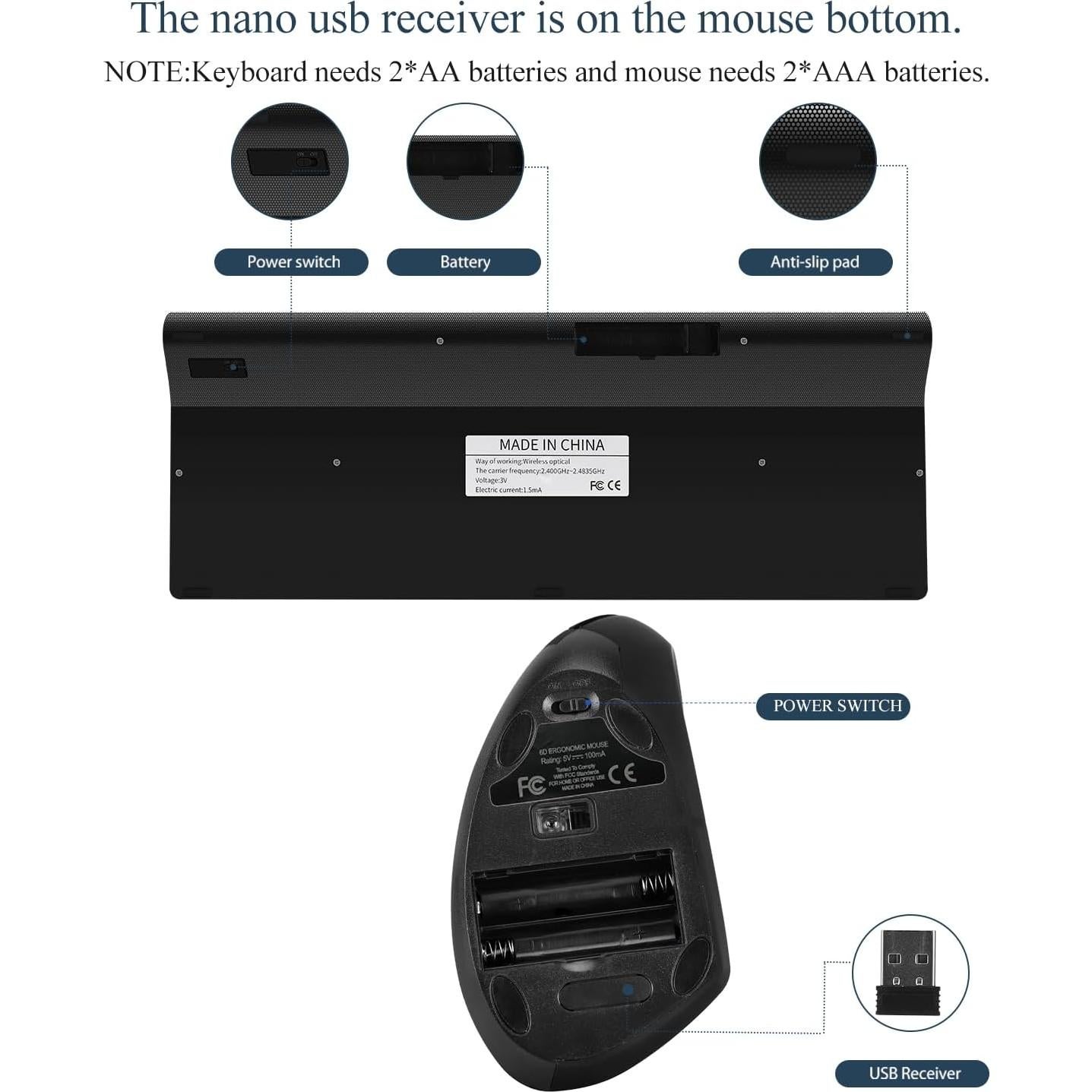 Combo Teclado y Ratón Vertical Inalámbrico Fonicer KM-06