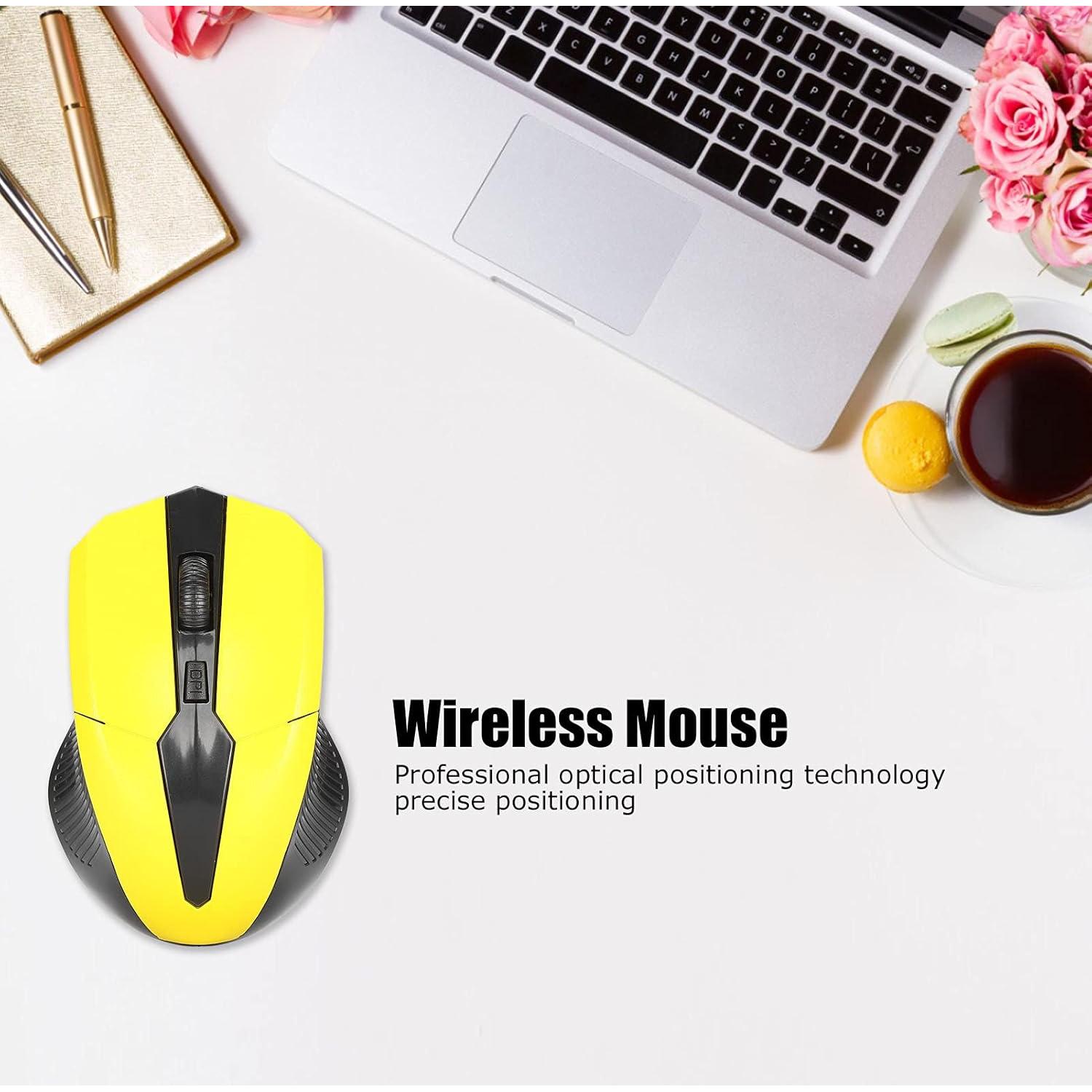 Ratón Ergonómico PUSOKEI 1600DPI USB Inalámbrico Amarillo