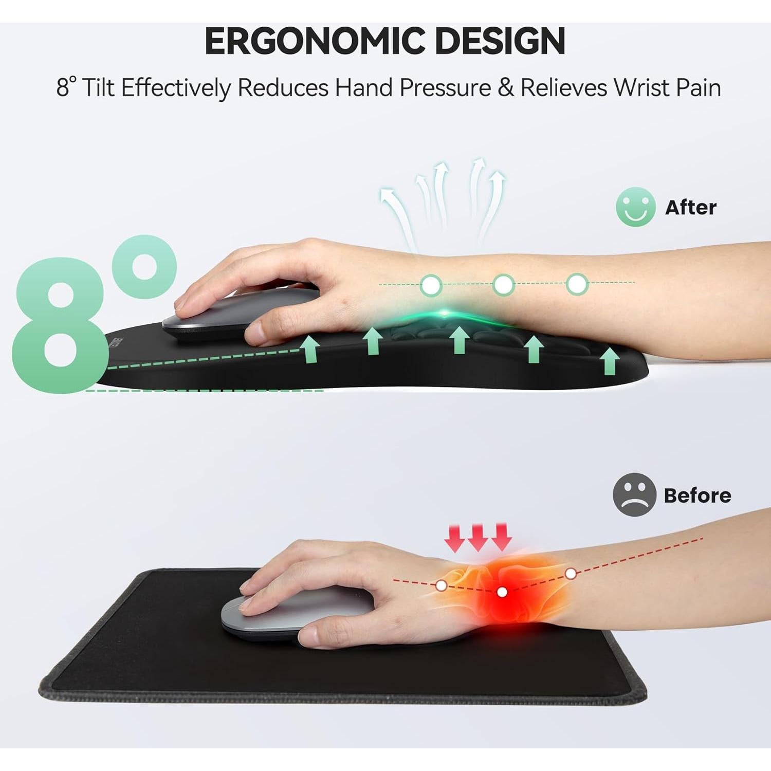Almohadilla Ergonómica TECKNET con Reposamuñecas 30x20 cm