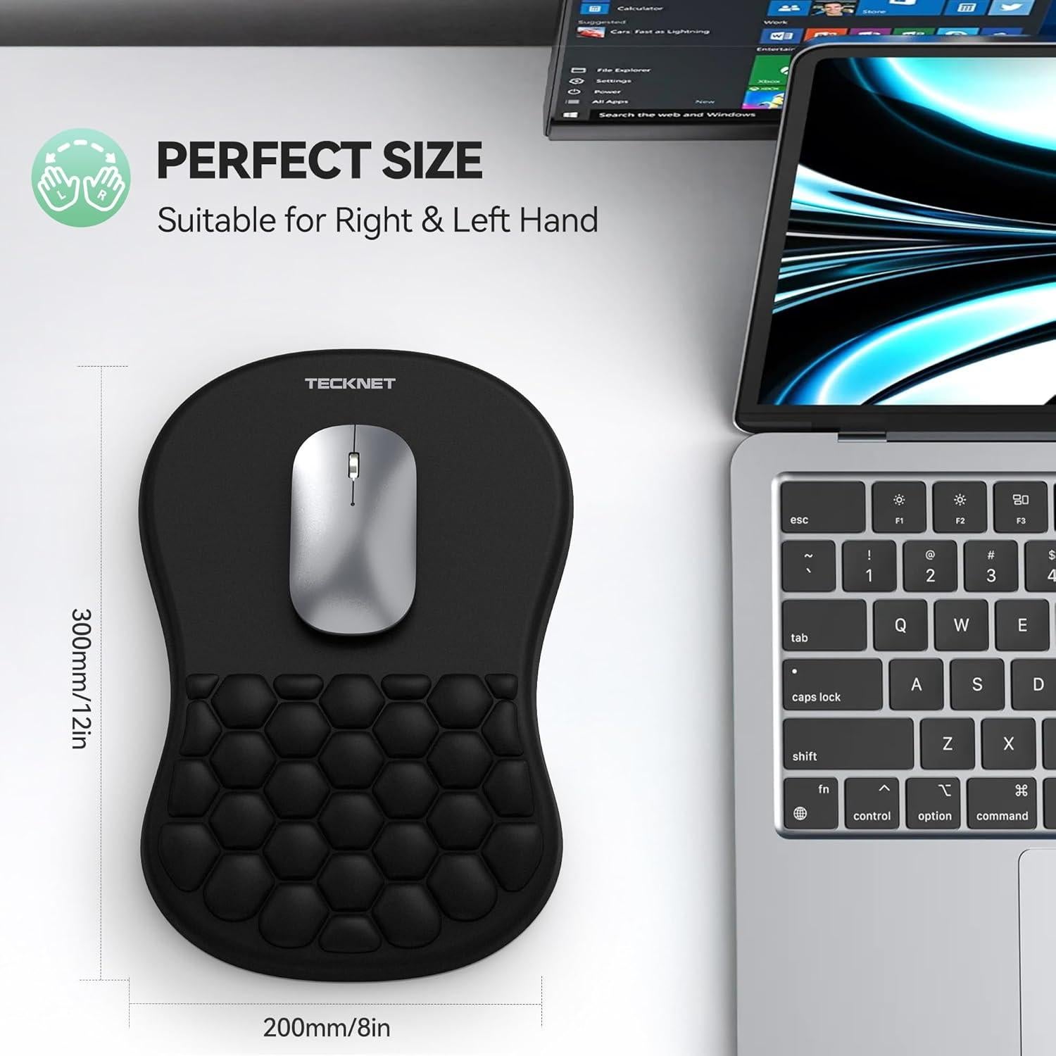 Almohadilla Ergonómica TECKNET con Reposamuñecas 30x20 cm