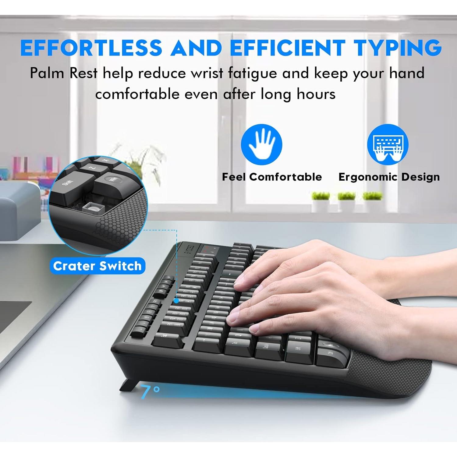 Combo Teclado y Ratón Inalámbrico E-YOOSO Ergonómico Negro