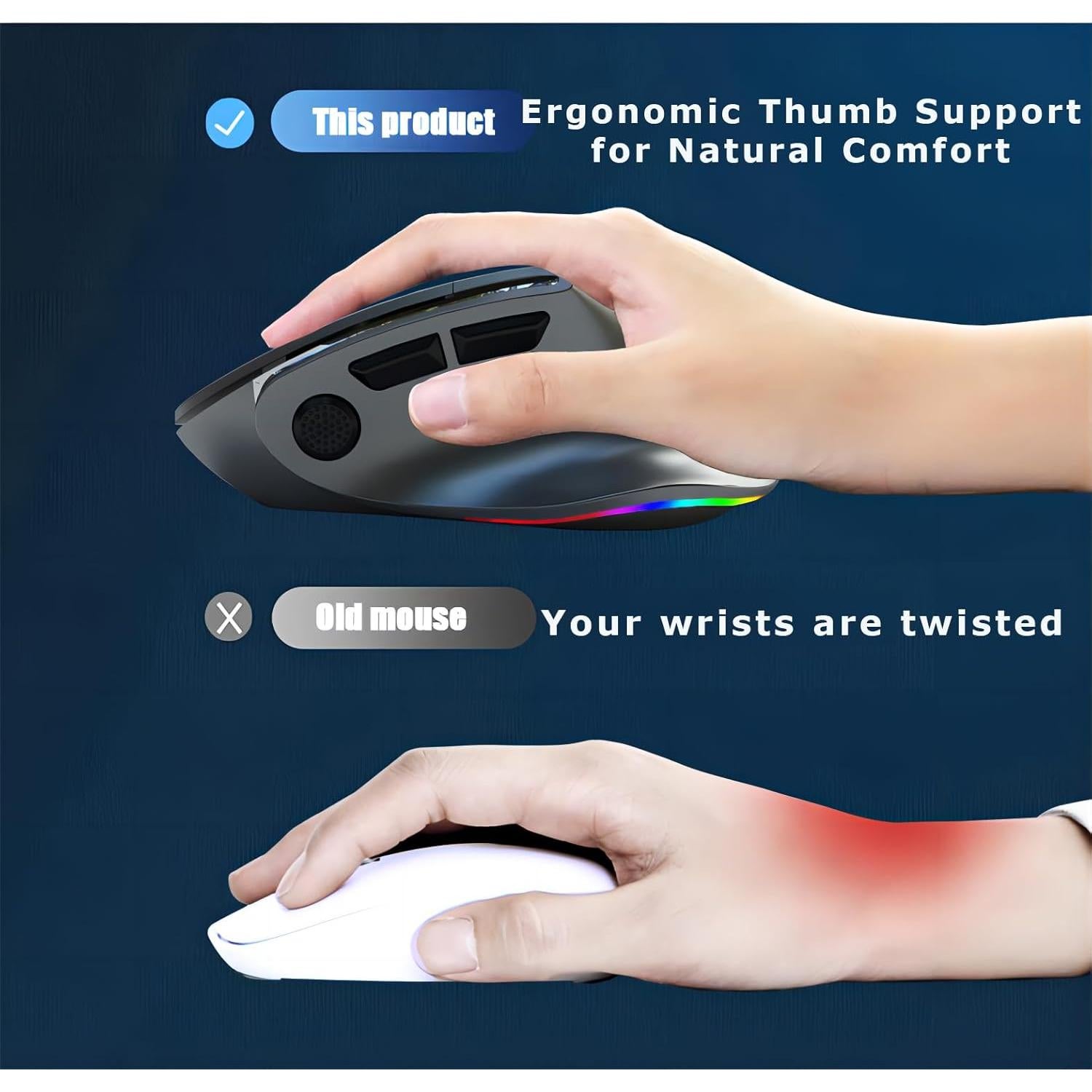 Ratón Ergonómico Vertical SHARE SUNSHINE Bluetooth USB Negro