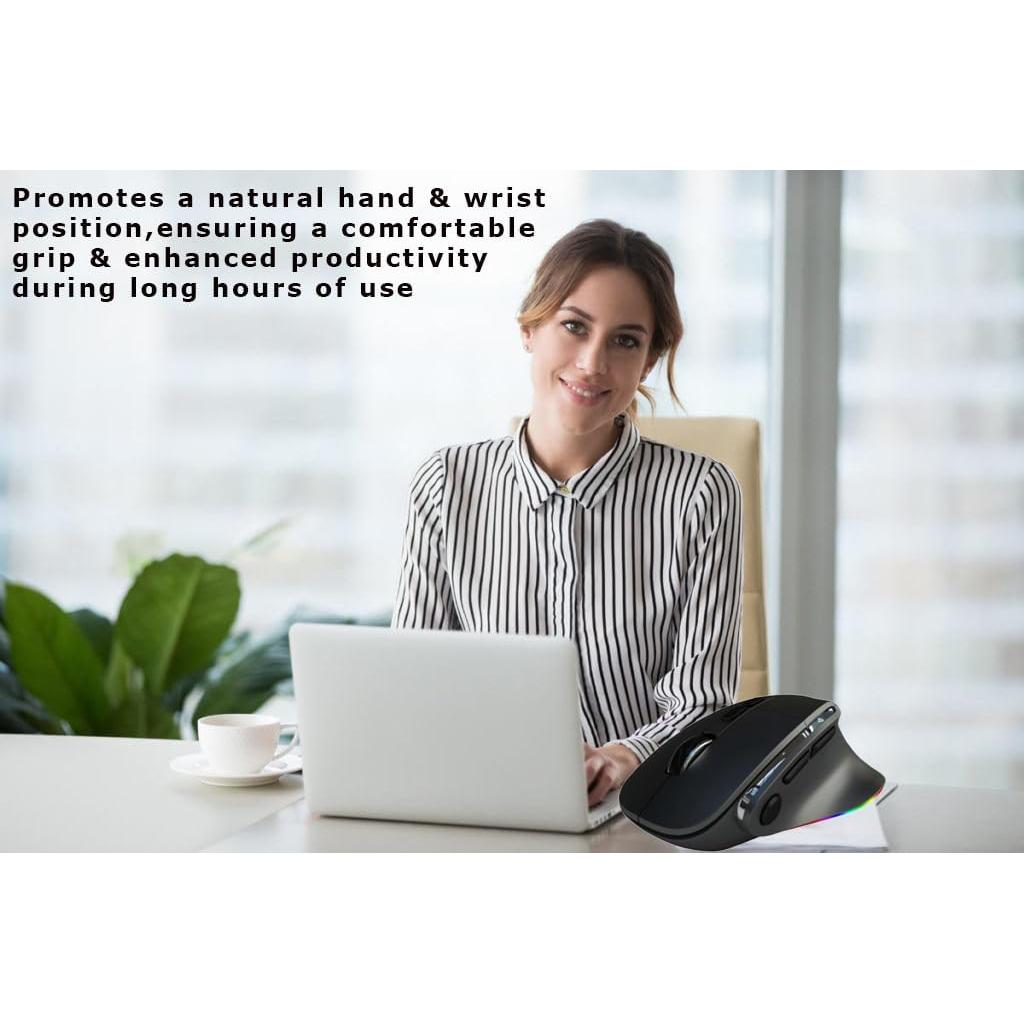 Ratón Ergonómico Vertical SHARE SUNSHINE Bluetooth USB Negro