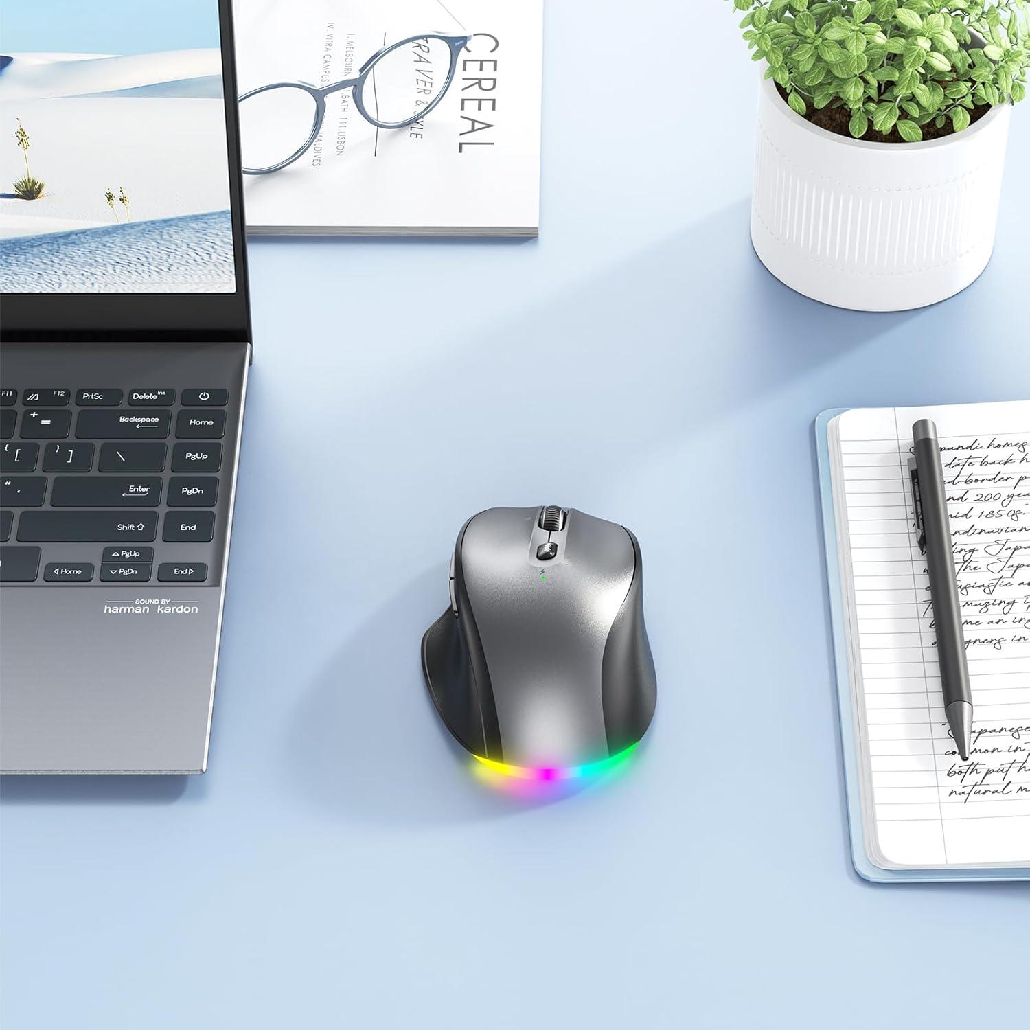 Ratón Bluetooth Inalámbrico Doci Direct Negro Gris Ergonómico