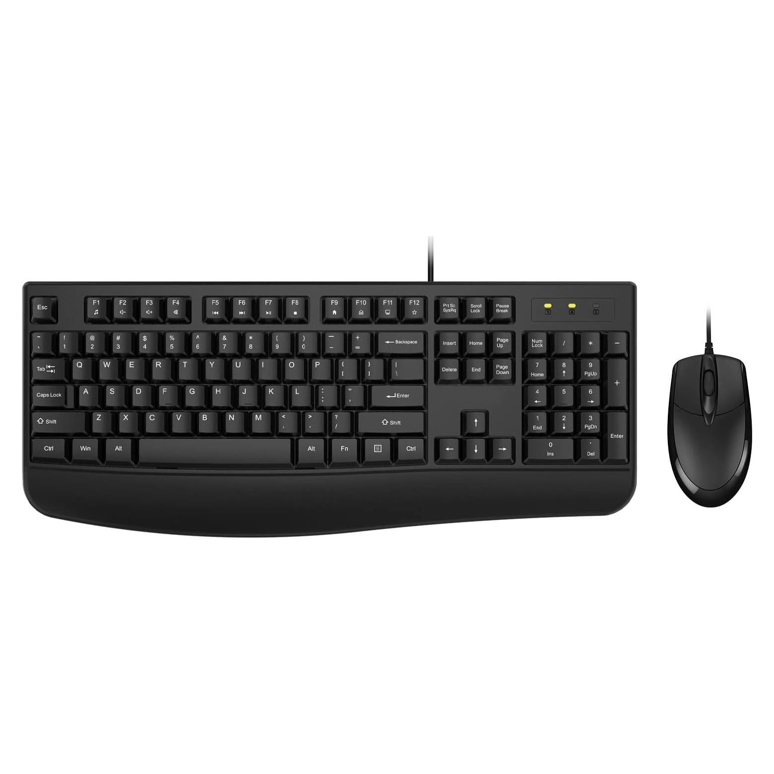 Combo Teclado Ergonómico con Reposamanos y Ratón EDJO Negro