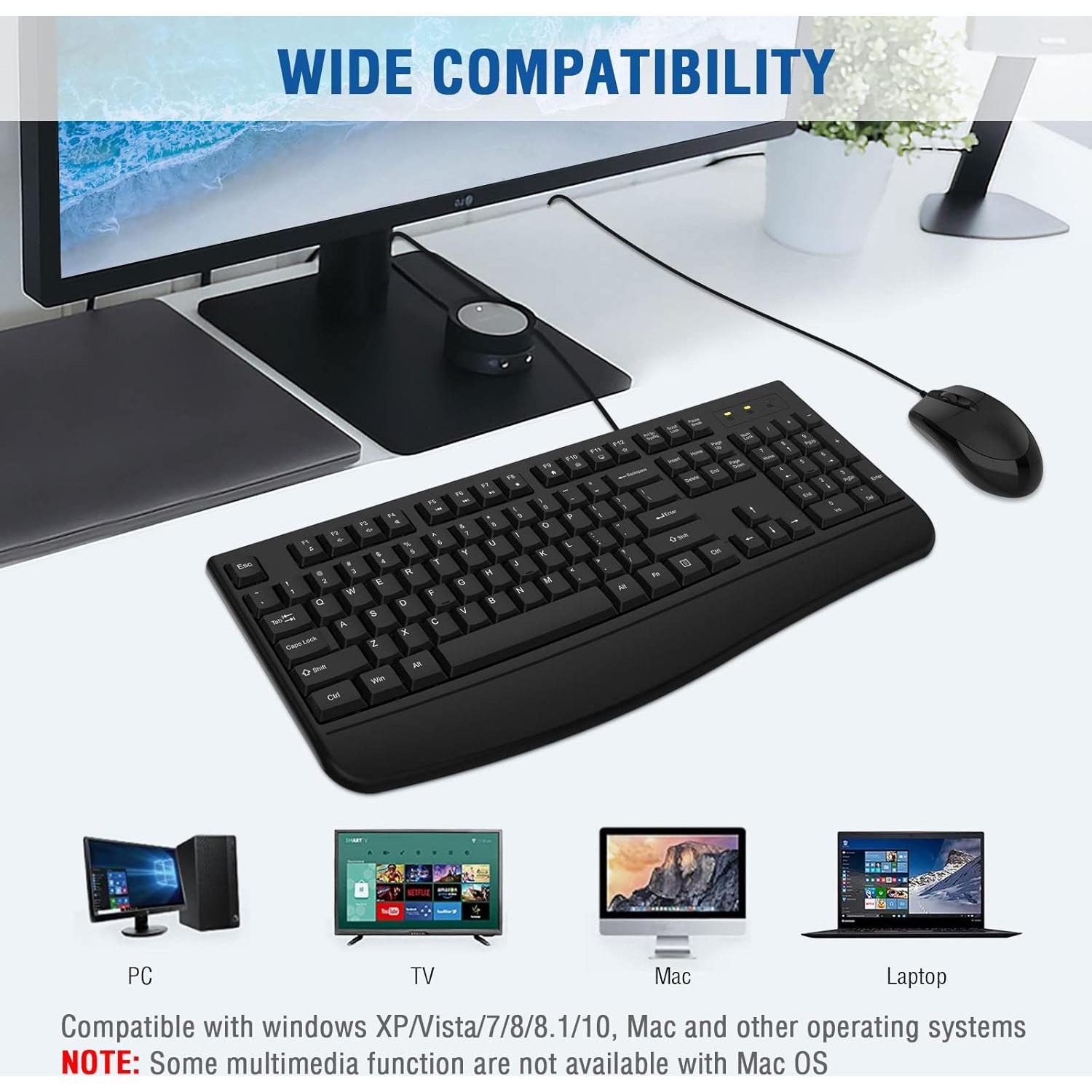 Combo Teclado Ergonómico con Reposamanos y Ratón EDJO Negro