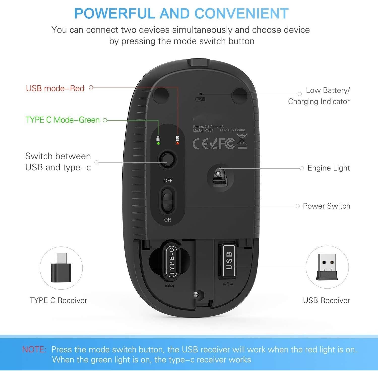 Ratón Inalámbrico Vssoplor Recargable Tipo C Silencioso Negro/Dorado