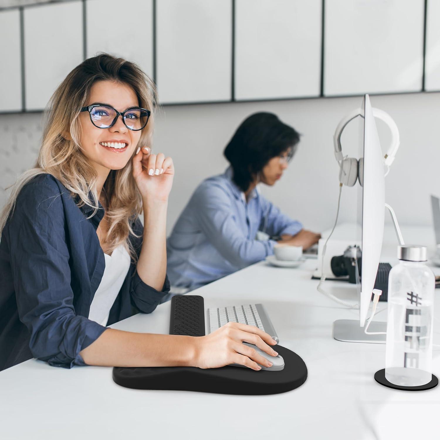 Conjunto 3 en 1 de Reposa Muñecas EYROZILL Negro Ergonómico