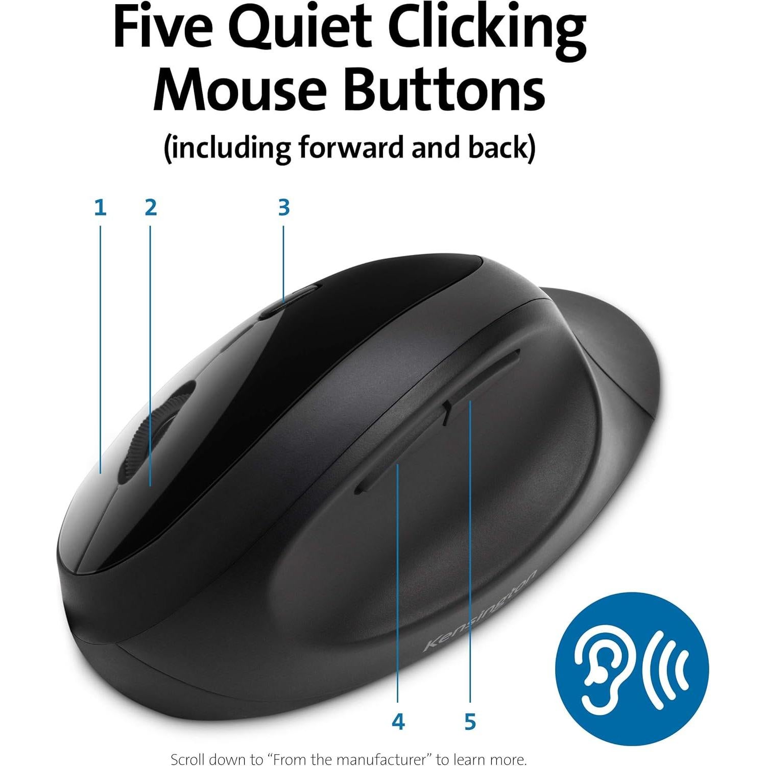 Ratón Inalámbrico Ergonómico Kensington Pro Fit - Negro