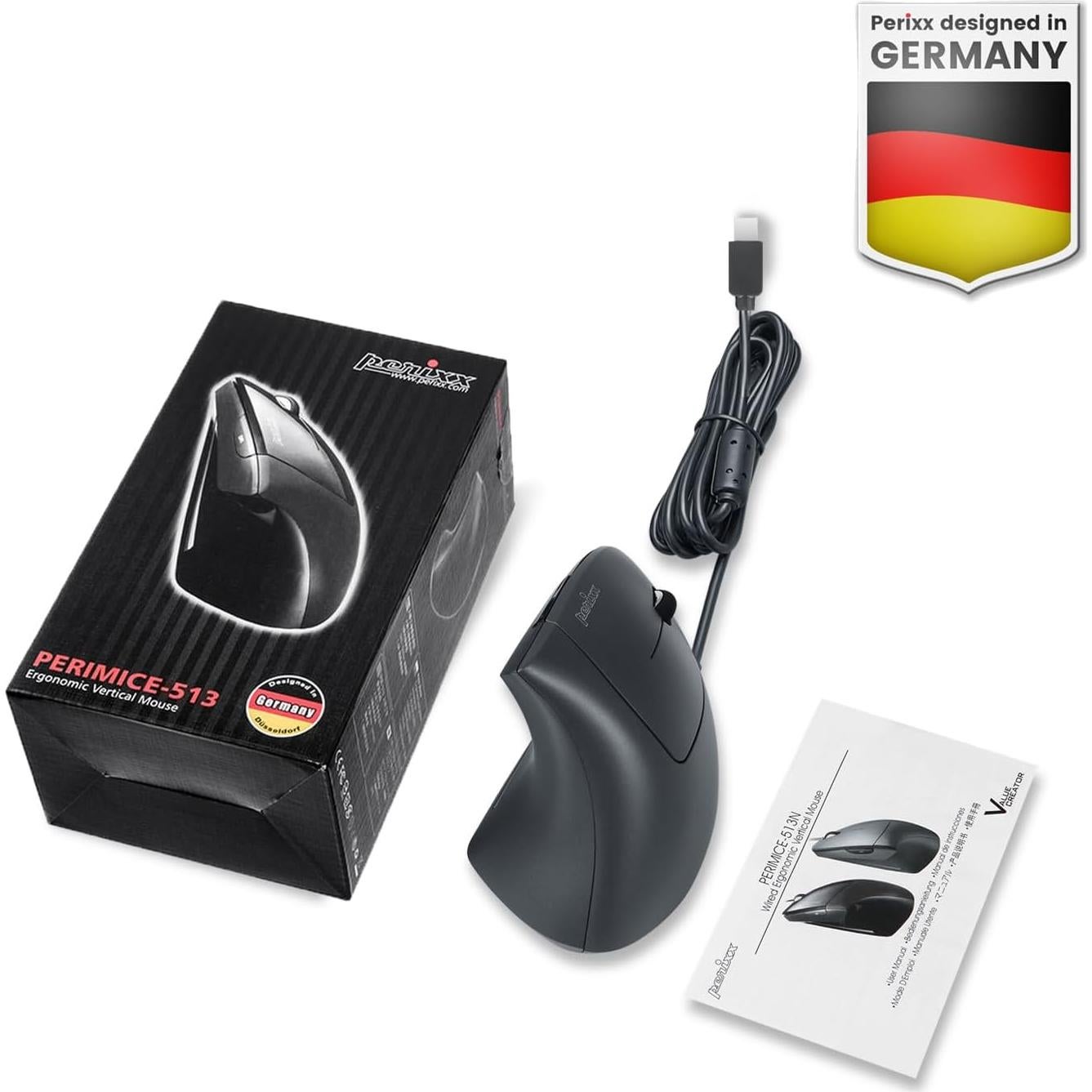 Ratón Vertical USB-C Perixx PERIMICE-513C 6 Botones DPI Ajustable