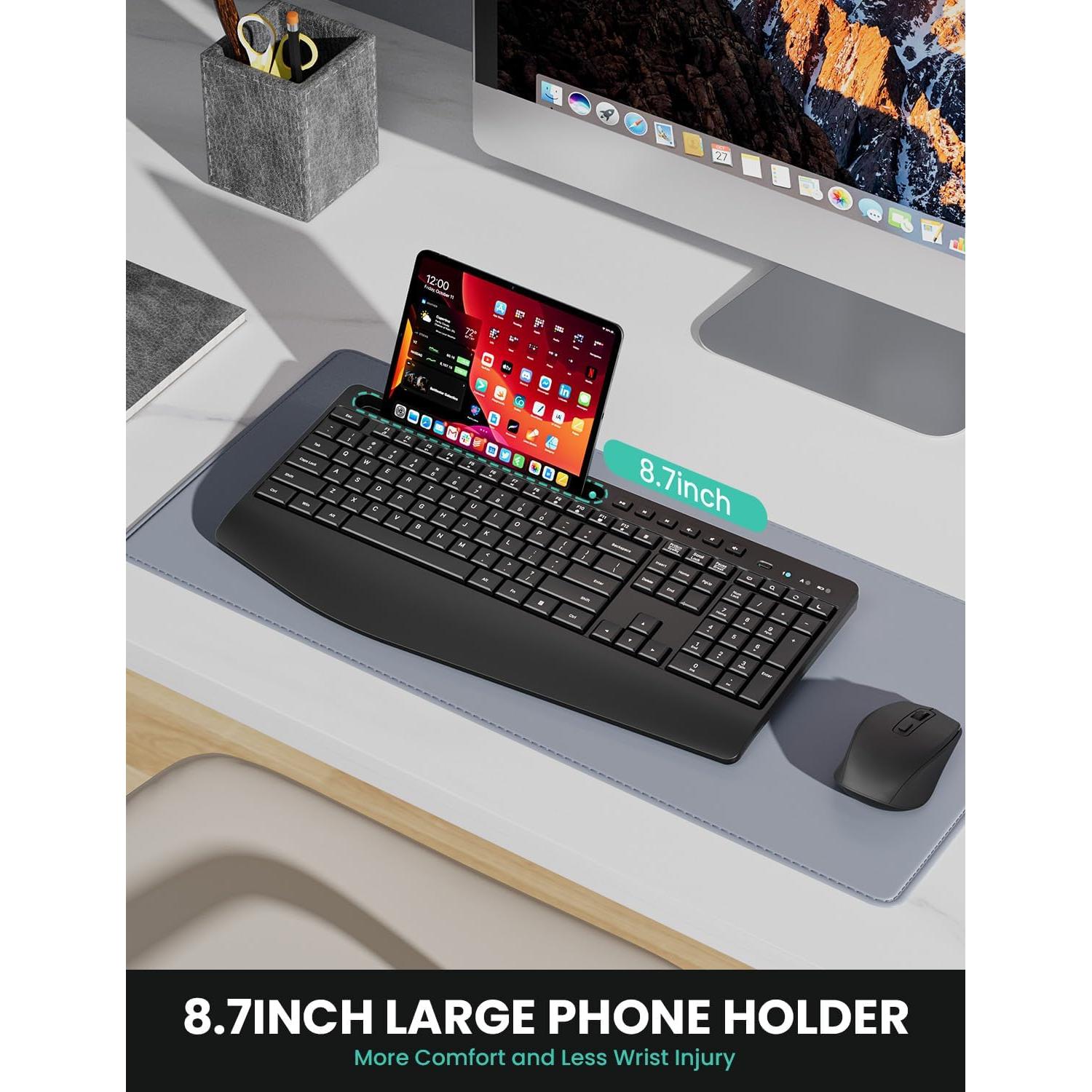 Combo Teclado y Ratón Inalámbricos Ergonómicos LIZRROT Negro