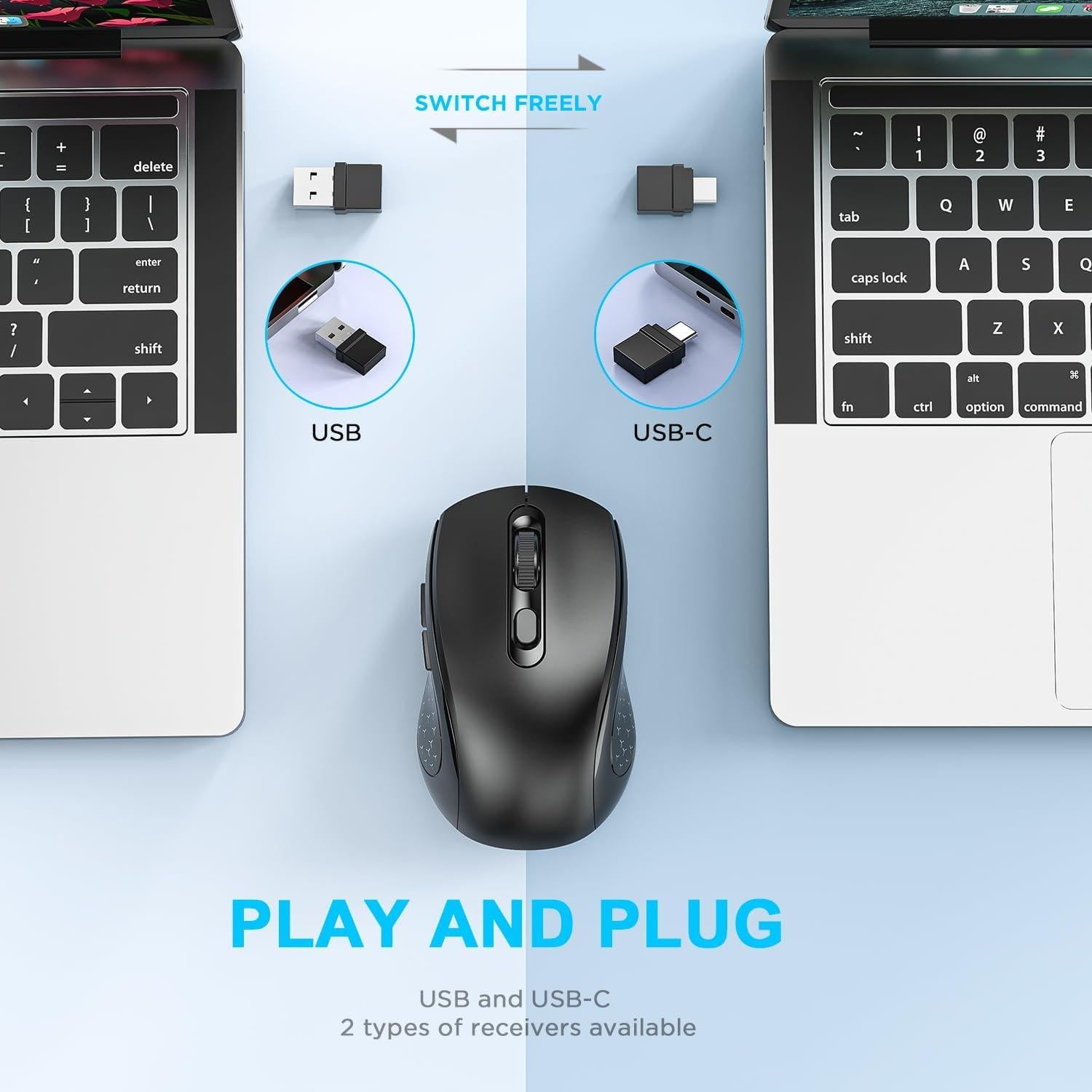 Ratón Inalámbrico Recargable Oukpatee - Bluetooth y USB-C 1600DPI