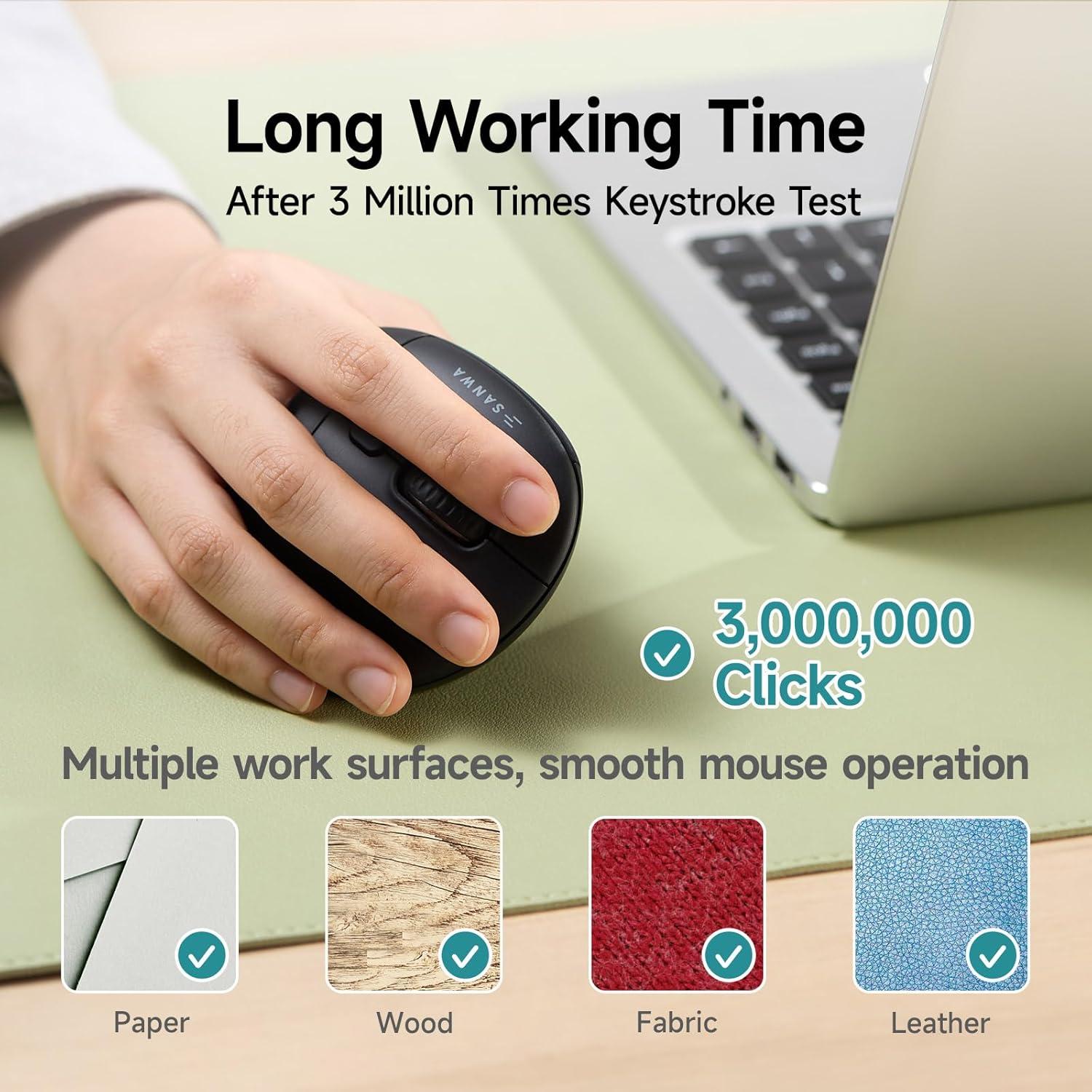 Ratón Vertical Ergonómico SANWA GMAERGWBT5-DPH Inalámbrico 2.4G + Bluetooth