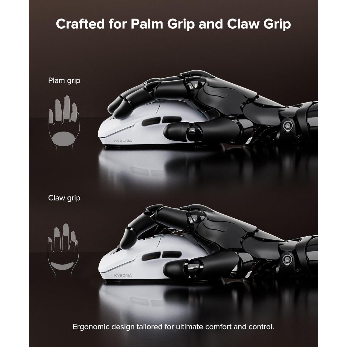 Ratón Gaming Inalámbrico KYSONA, 24000 DPI, Ergonómico, Blanco