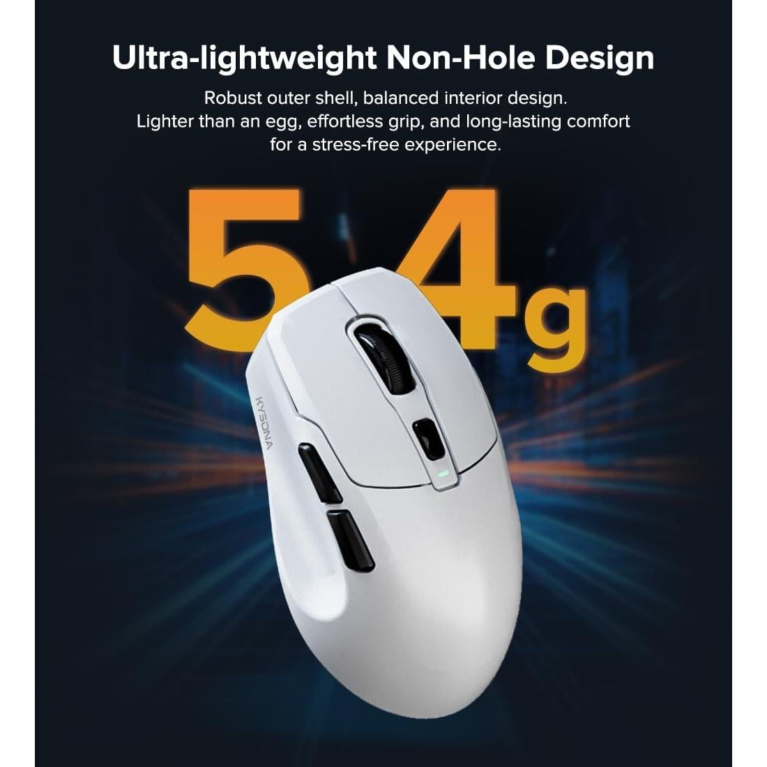 Ratón Gaming Inalámbrico KYSONA, 24000 DPI, Ergonómico, Blanco