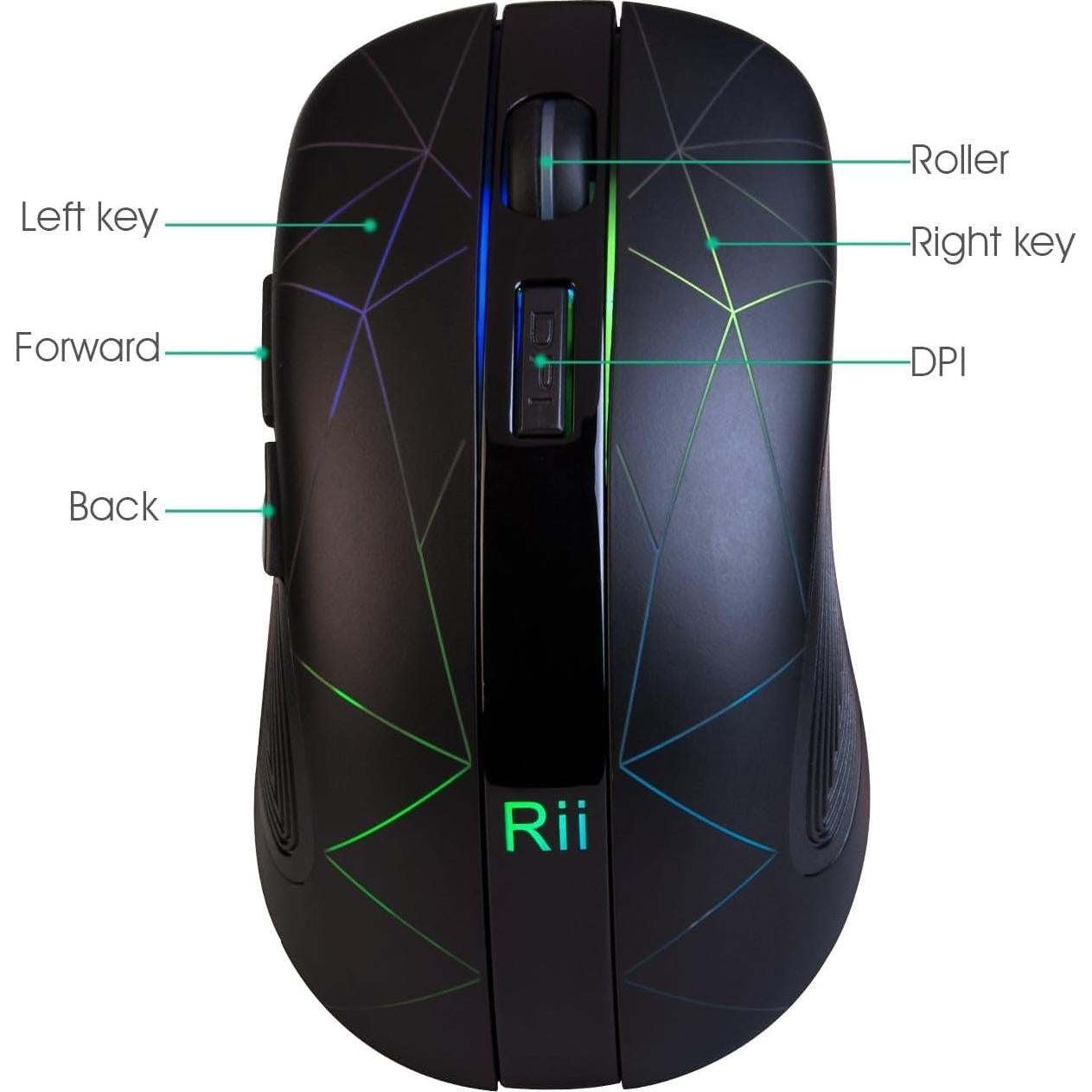 Ratón Inalámbrico Rii Ergonómico RGB Recargable 2.4G