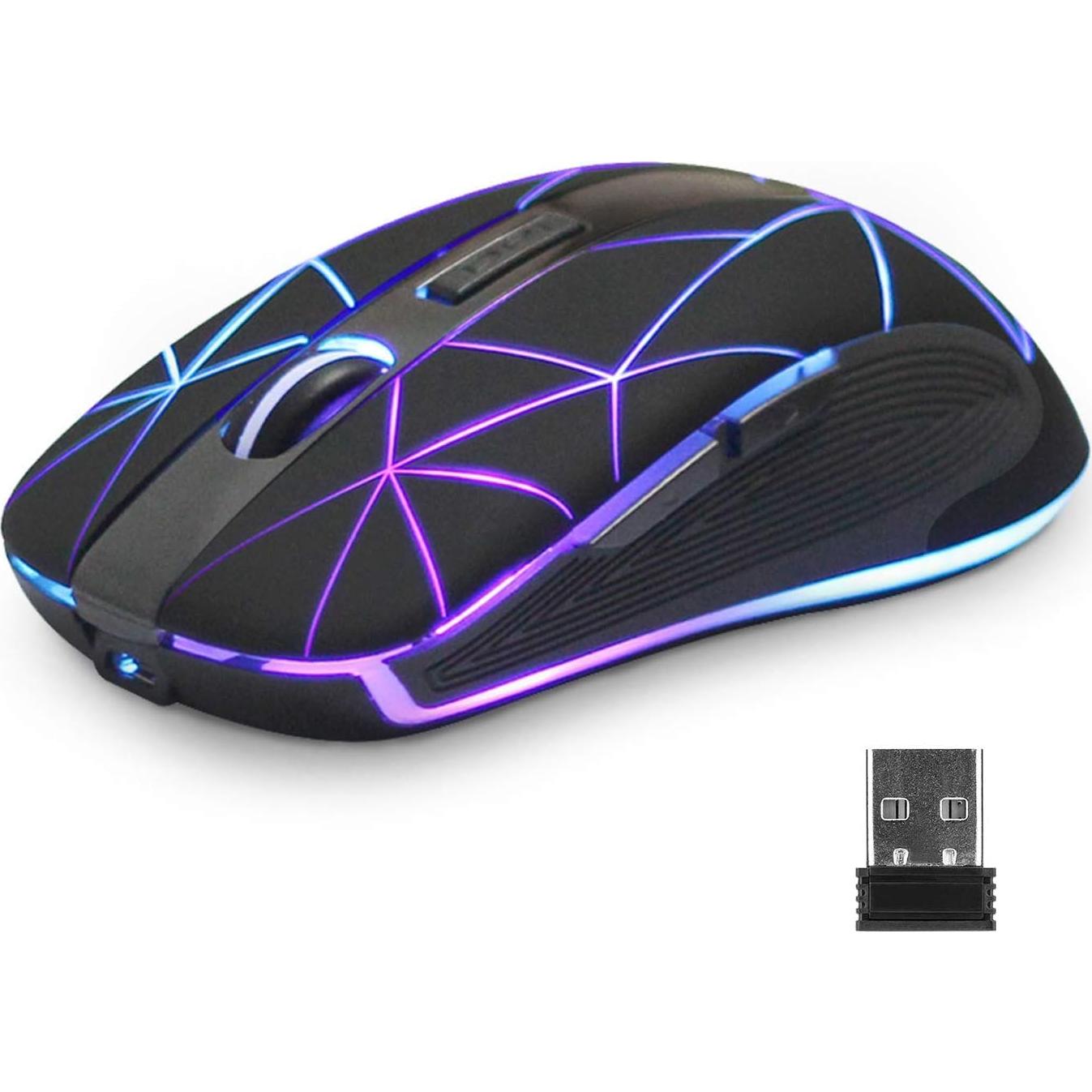 Ratón Inalámbrico Rii Ergonómico RGB Recargable 2.4G