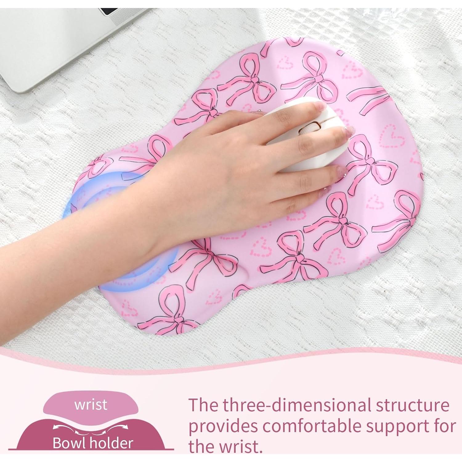 Alfombrilla de Ratón Ergonómica Ksriylm con Soporte Lazo Rosa
