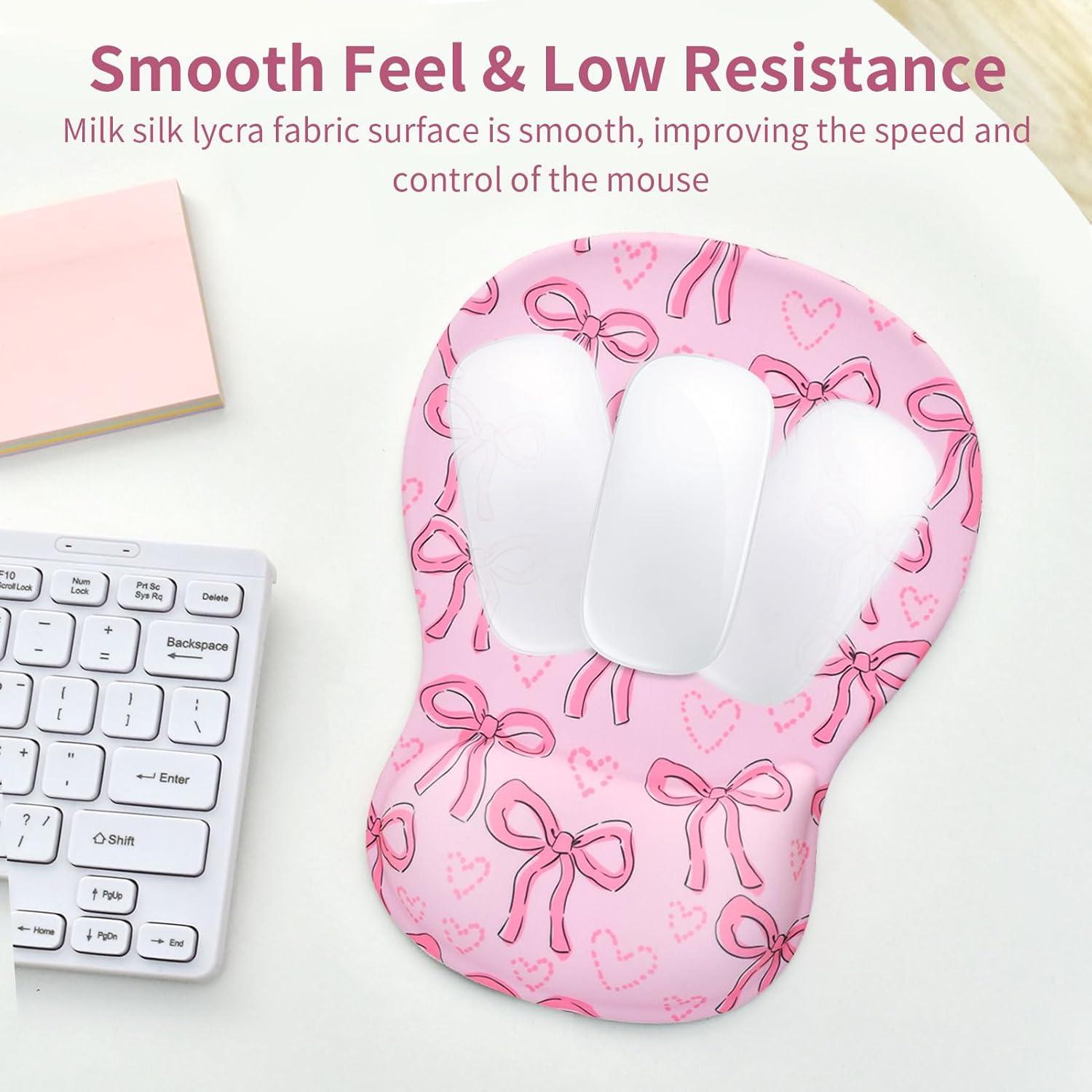 Alfombrilla de Ratón Ergonómica Ksriylm con Soporte Lazo Rosa