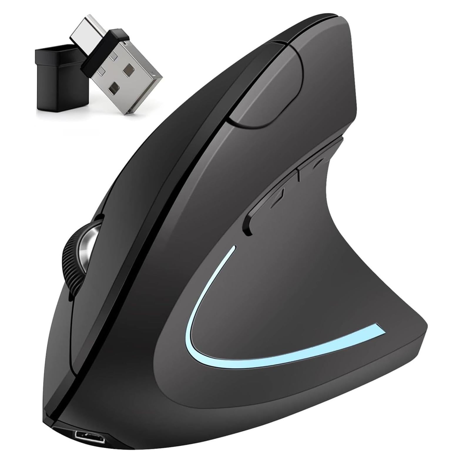 Ratón Ergonómico Vertical Oukpatee Recargable 2.4GHz Bluetooth