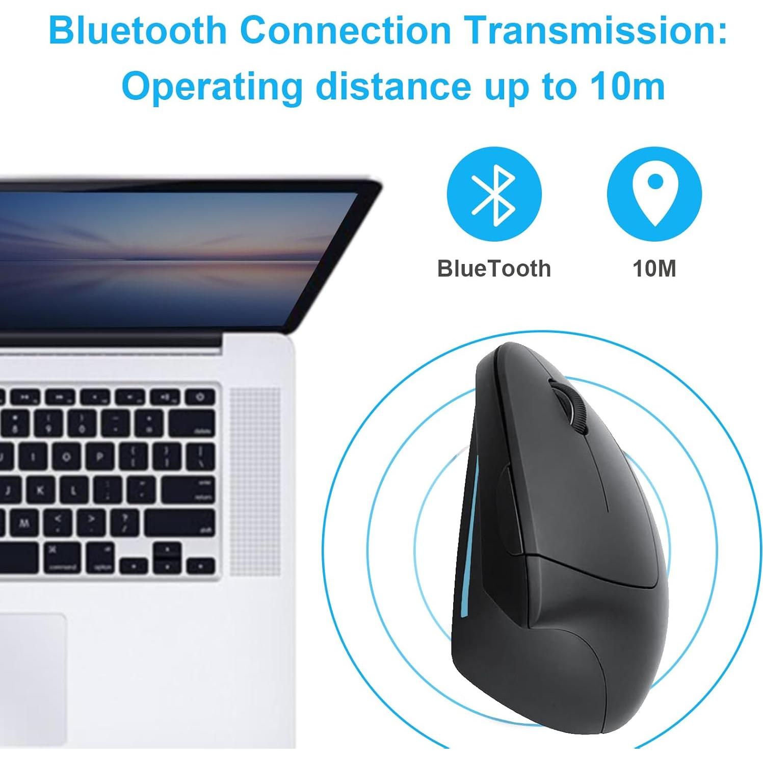 Ratón Ergonómico Vertical Oukpatee Recargable 2.4GHz Bluetooth