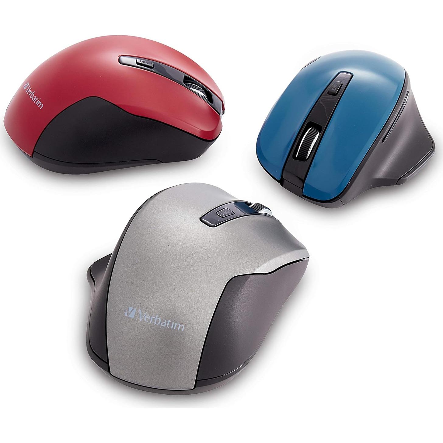 Ratón Inalámbrico Silencioso Verbatim Rojo Ergonómico 2.4GHz