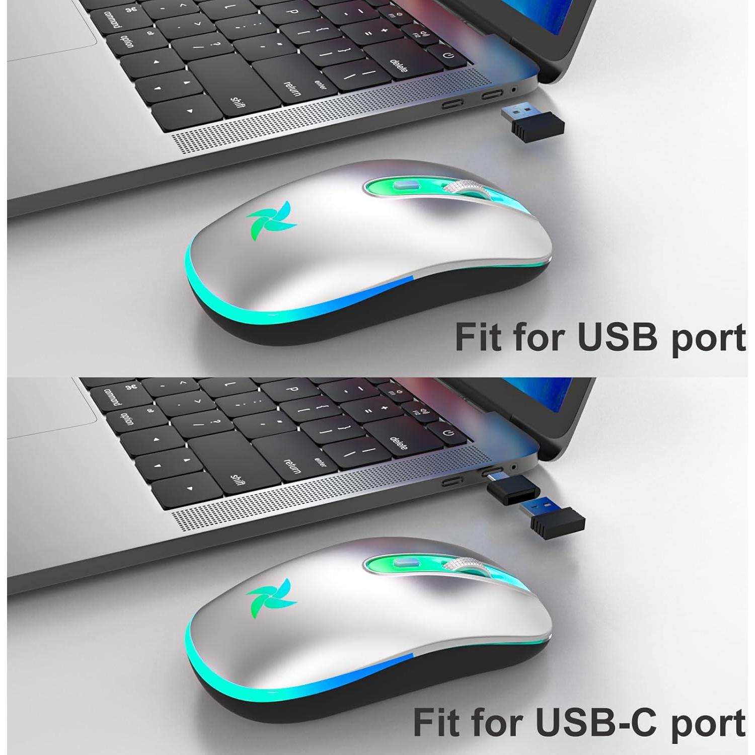 Ratón Inalámbrico HZD Óptico Ergonómico LED Plata 2.4G