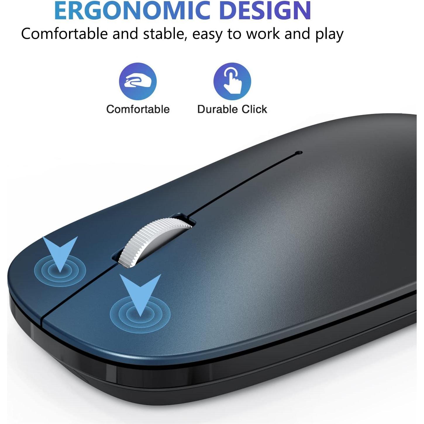 Ratón Bluetooth OMOTON Inalámbrico Ultra Delgado Negro